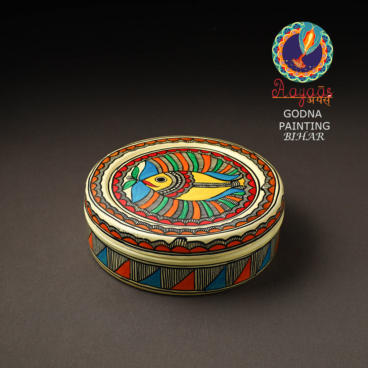 Godna Madhubani Handpainted Stainless Steel Casserole