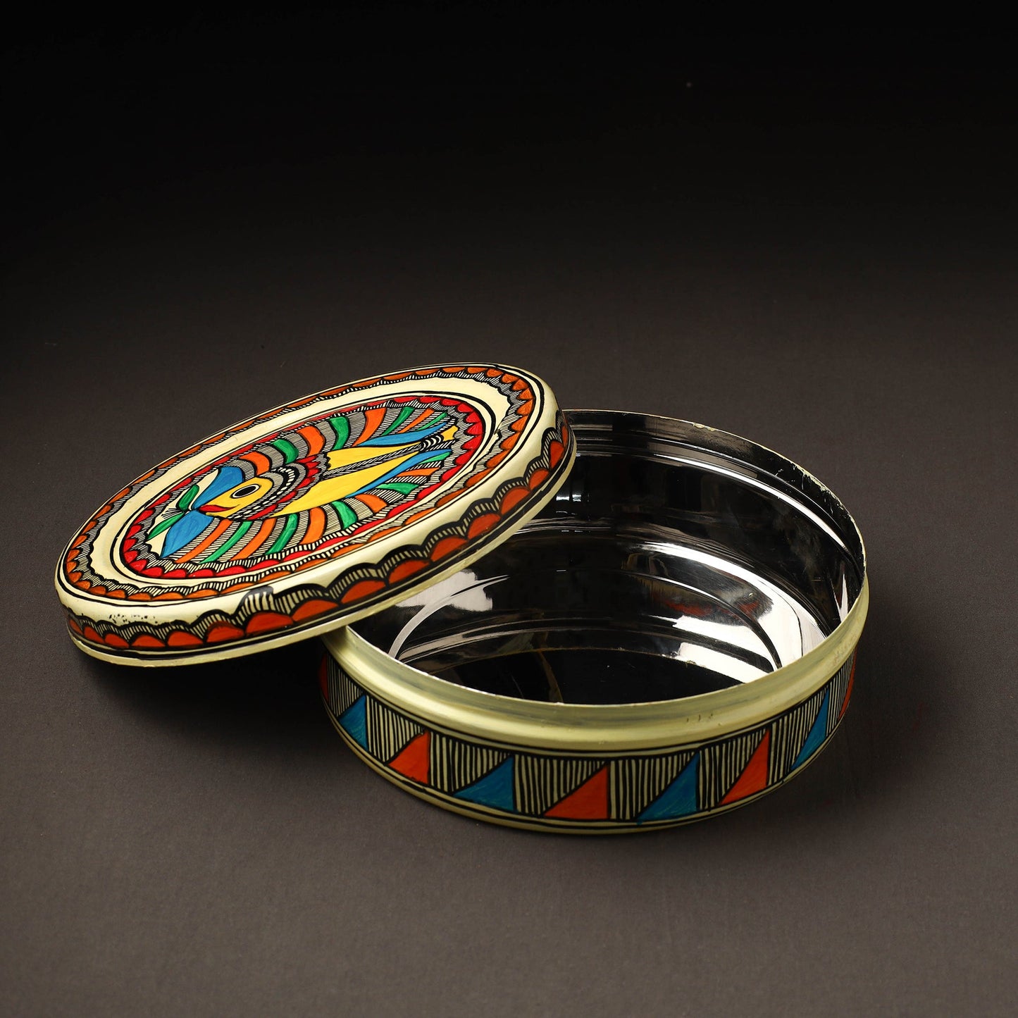 Godna Madhubani Handpainted Stainless Steel Casserole