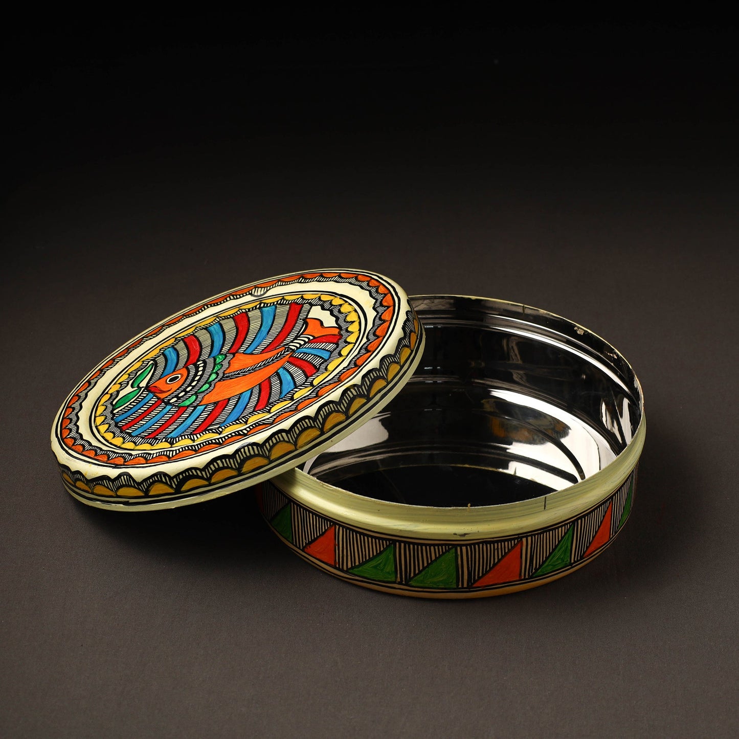 Godna Madhubani Handpainted Stainless Steel Casserole