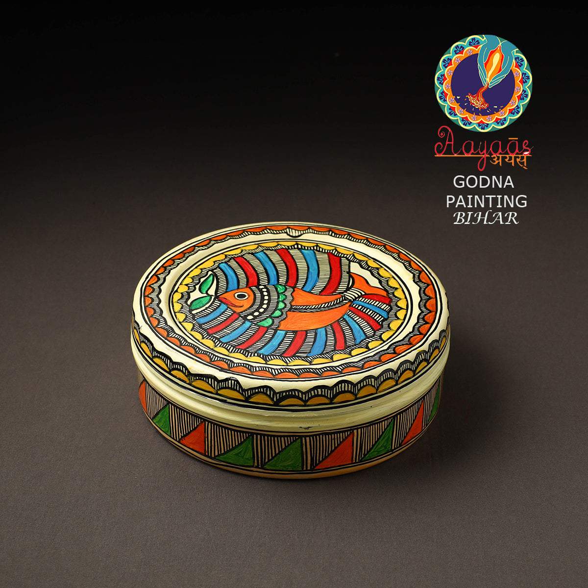 Godna Madhubani Handpainted Stainless Steel Casserole