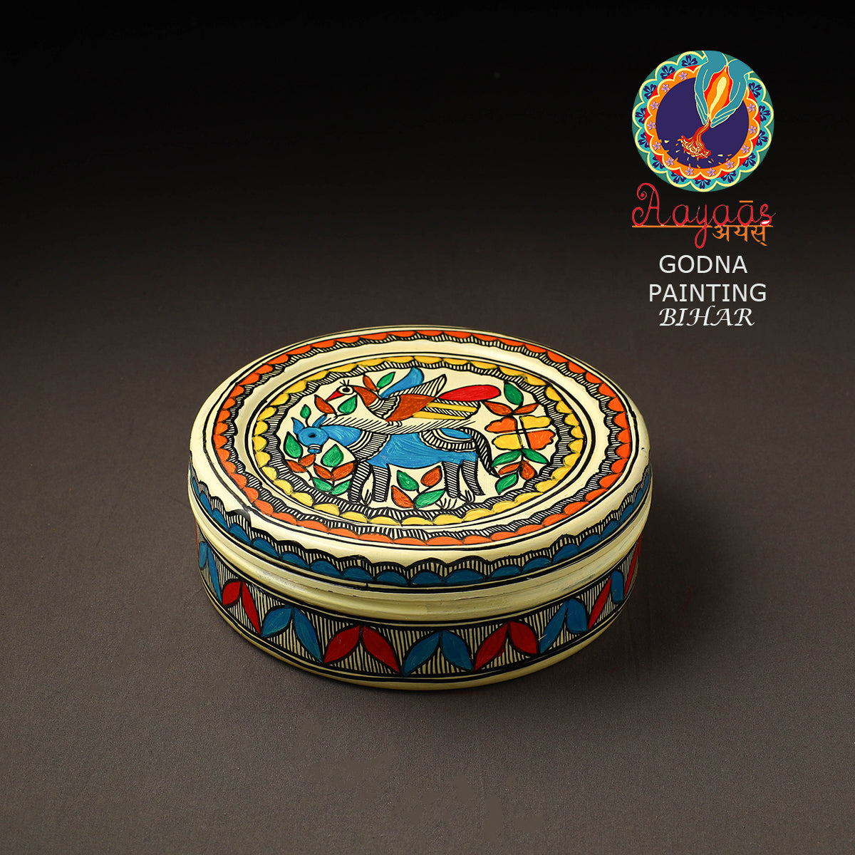 Godna Madhubani Handpainted Stainless Steel Casserole