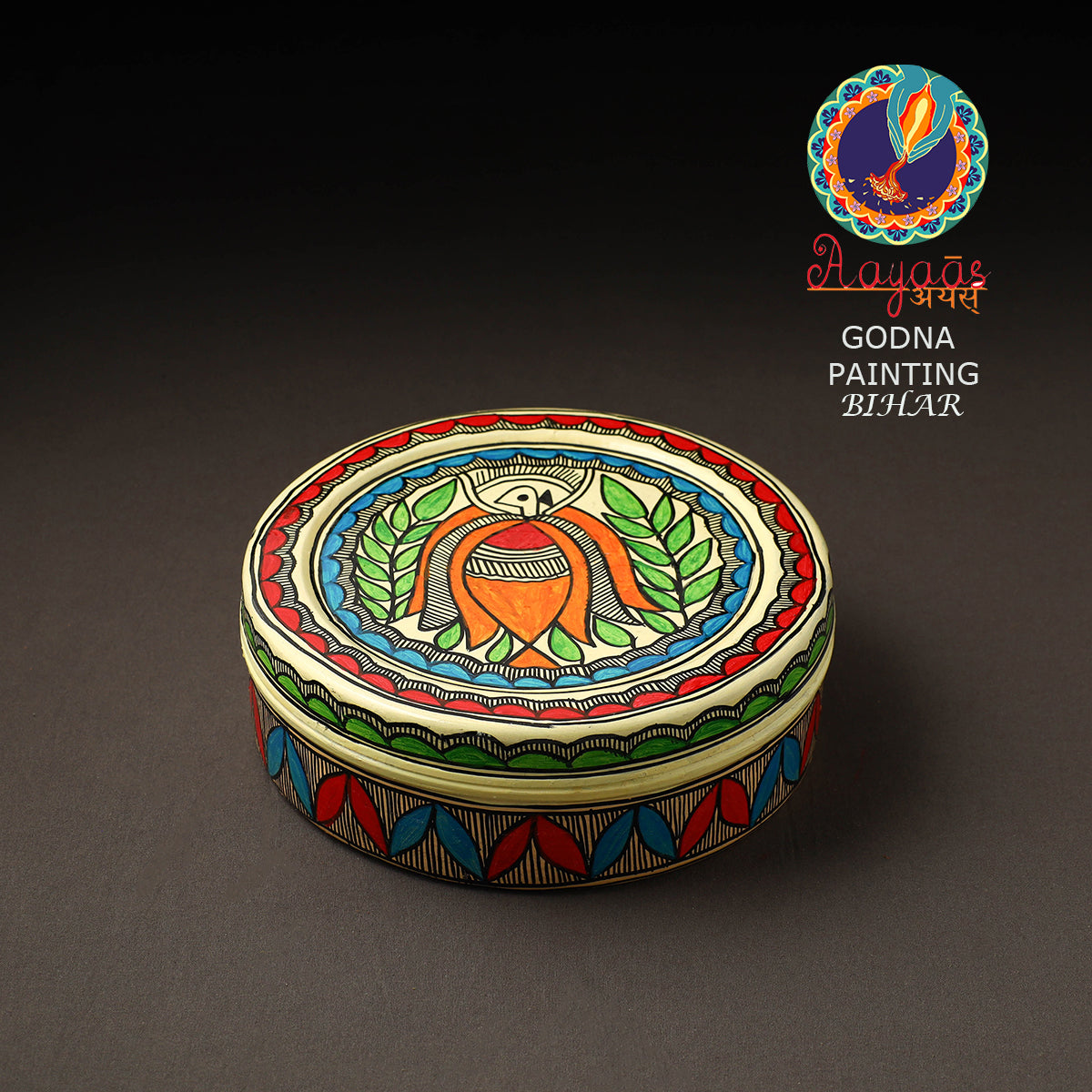 Godna Madhubani Handpainted Stainless Steel Casserole