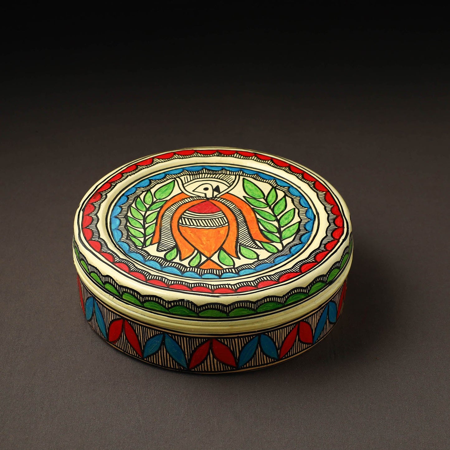 Godna Madhubani Handpainted Stainless Steel Casserole