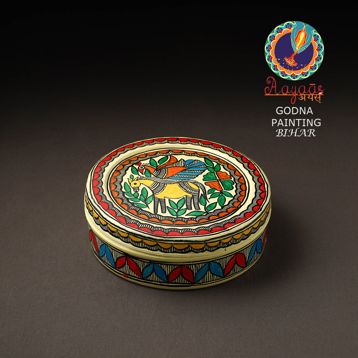 Godna Madhubani Handpainted Stainless Steel Casserole
