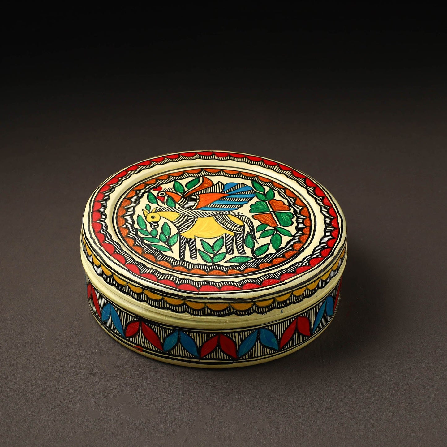 Godna Madhubani Handpainted Stainless Steel Casserole