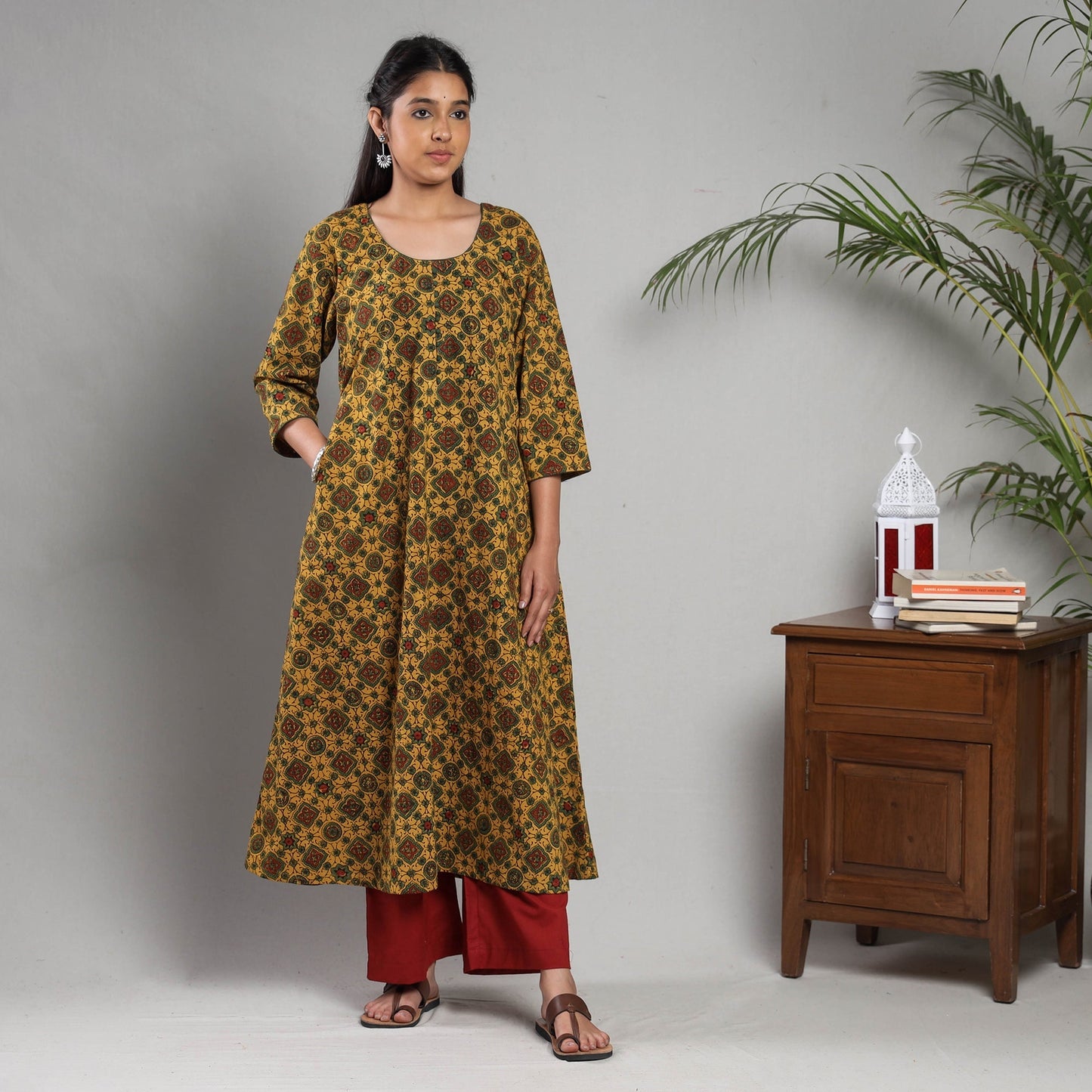 Ajrakh Block Printing Cotton Kurta with Palazzo Set