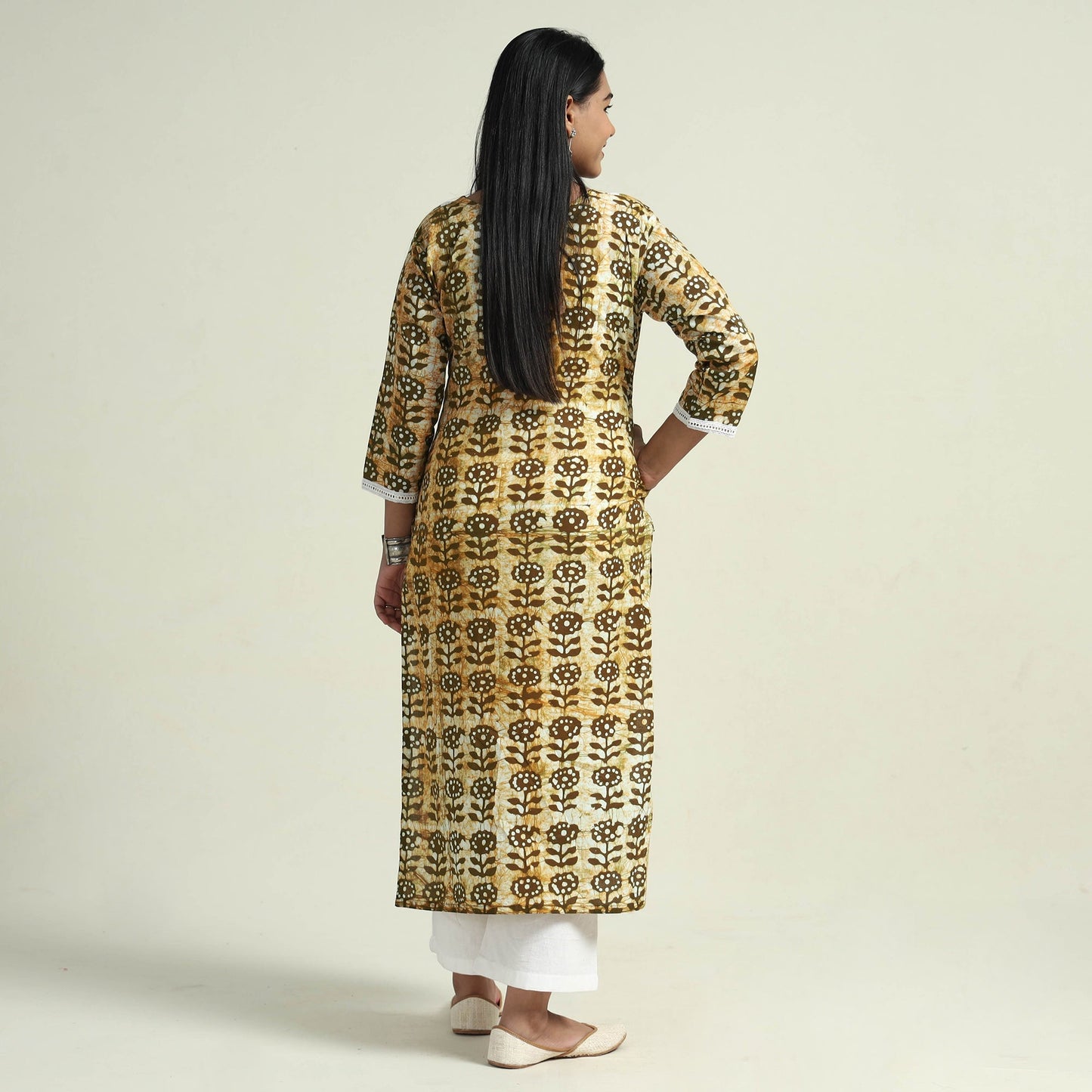 Hand Batik Printed Cotton Kurta with Palazzo Set