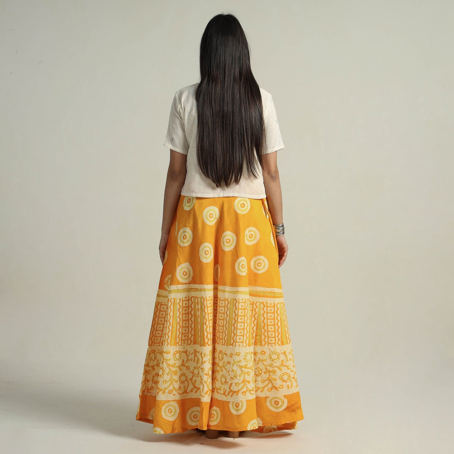 Hand Batik Printed Running Stitch Cotton Long Skirt 29 Online l iTokri.com