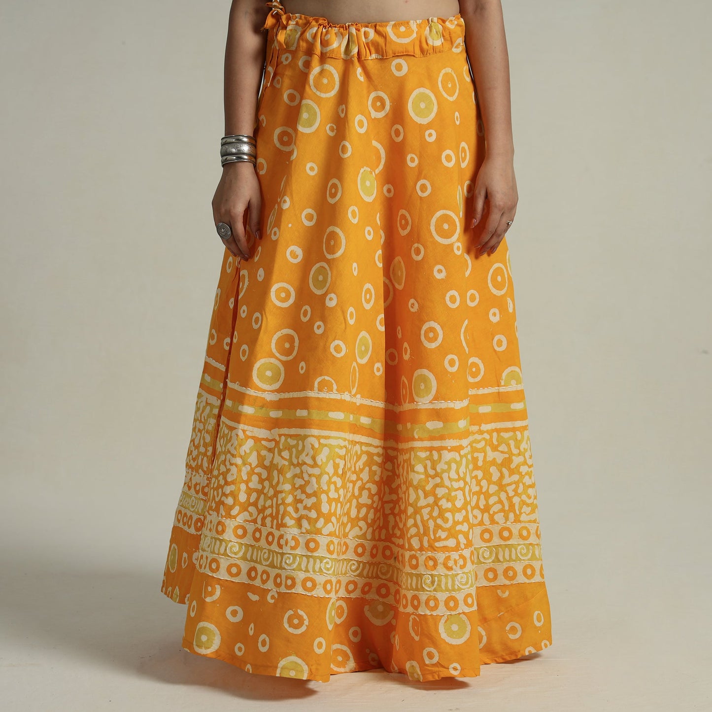 Hand Batik Printed Running Stitch Cotton Long Skirt 35