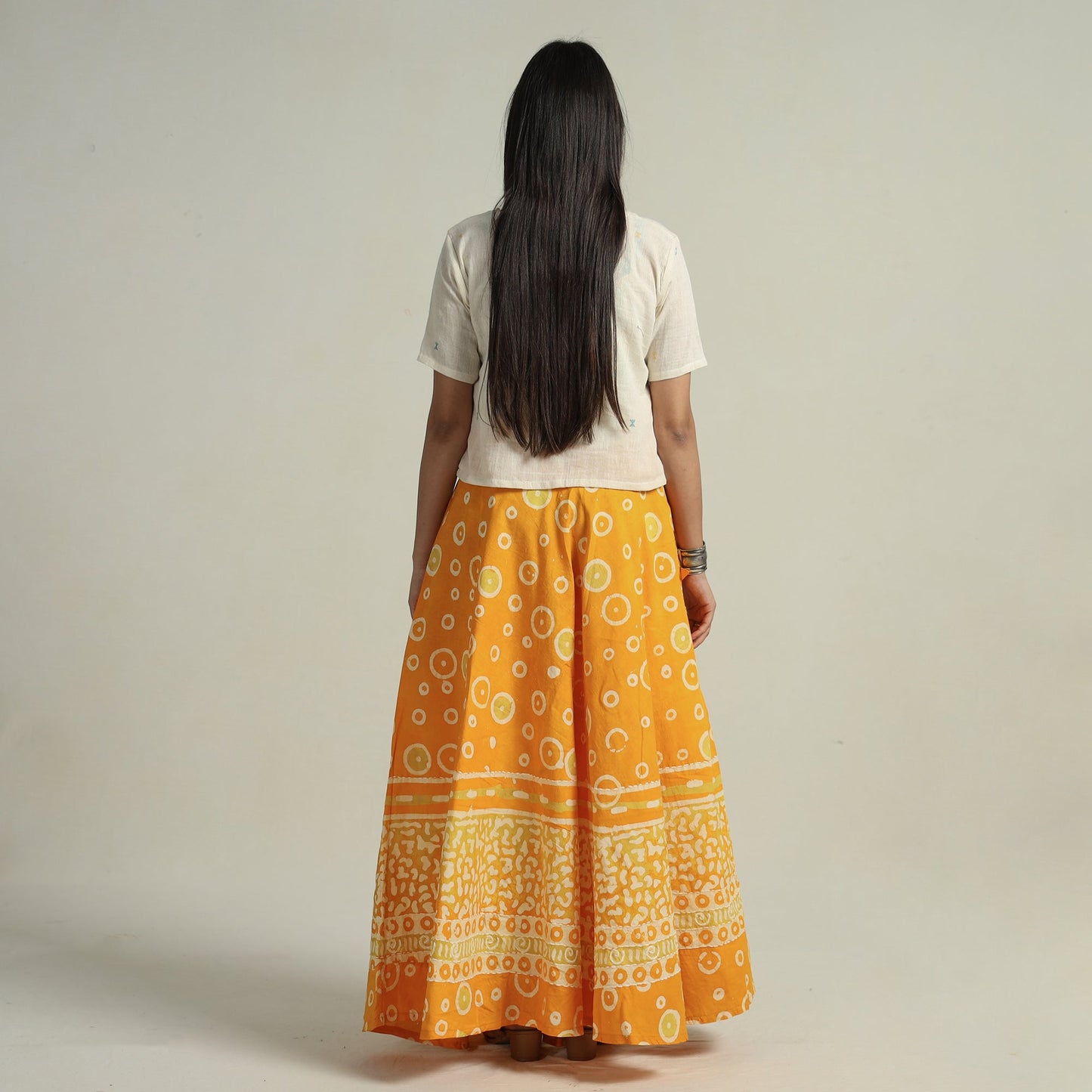 Hand Batik Printed Running Stitch Cotton Long Skirt 35