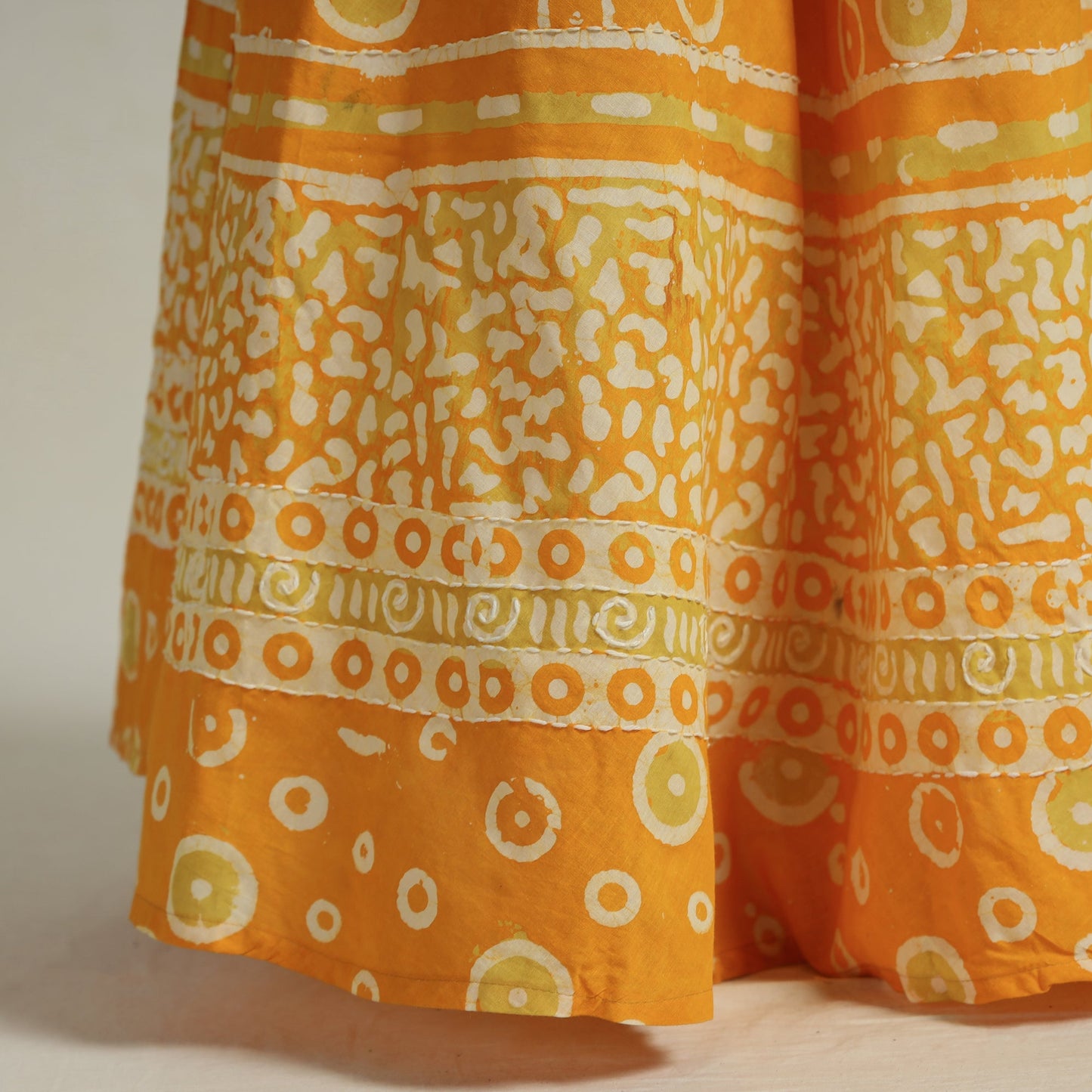 Hand Batik Printed Running Stitch Cotton Long Skirt 35