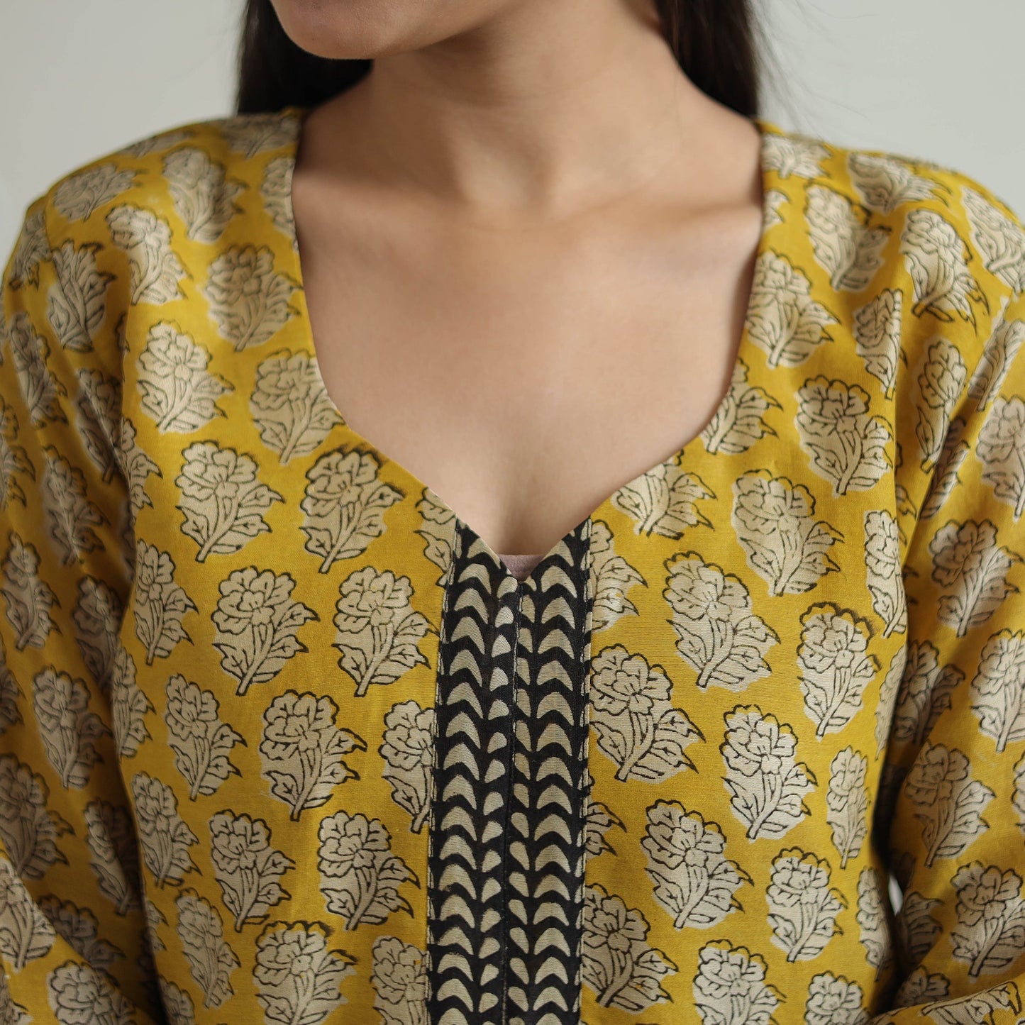 Buy Yellow Hand Block Bagru Print Chanderi Silk Kurta Set