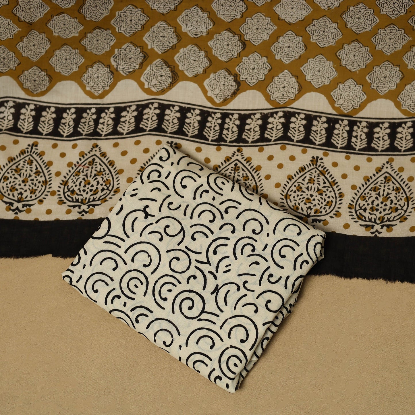 Hand bagru cotton 3pc unstitched dress material 24