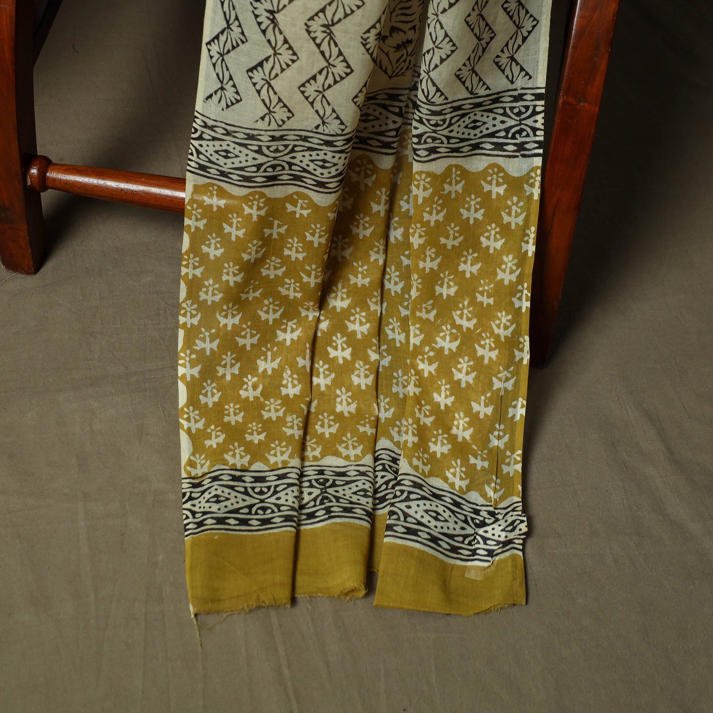 Hand block bagru print cotton 3pc unstitched dress material