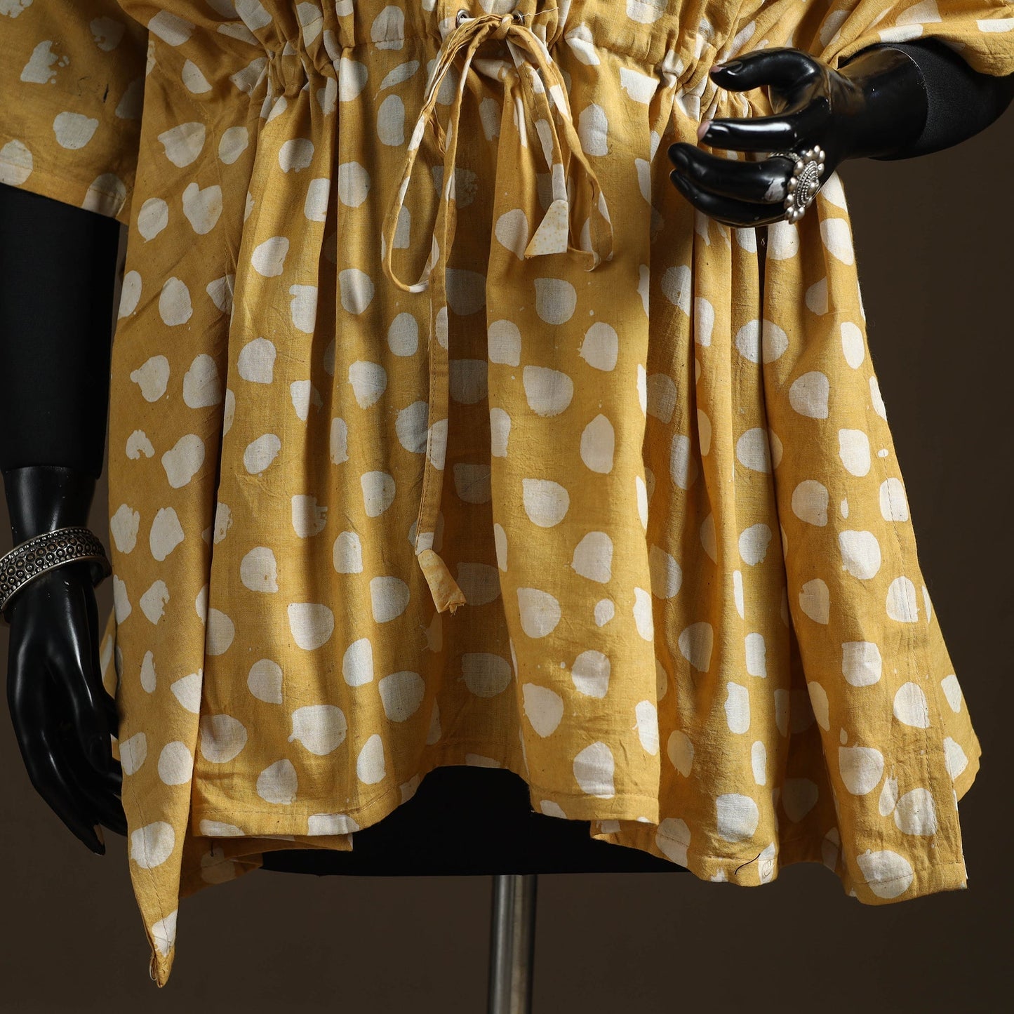 Hand block batik print patchwork cotton kaftan (short) 31