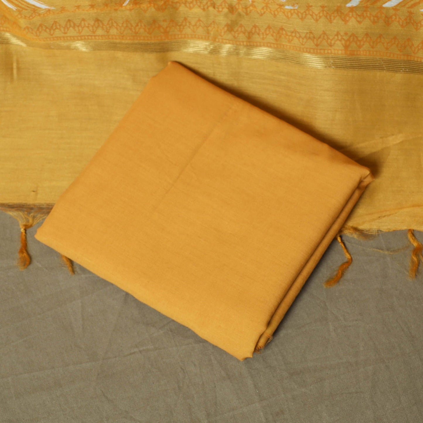 Hand block jaipur print maheshwari silk handloom 3pc