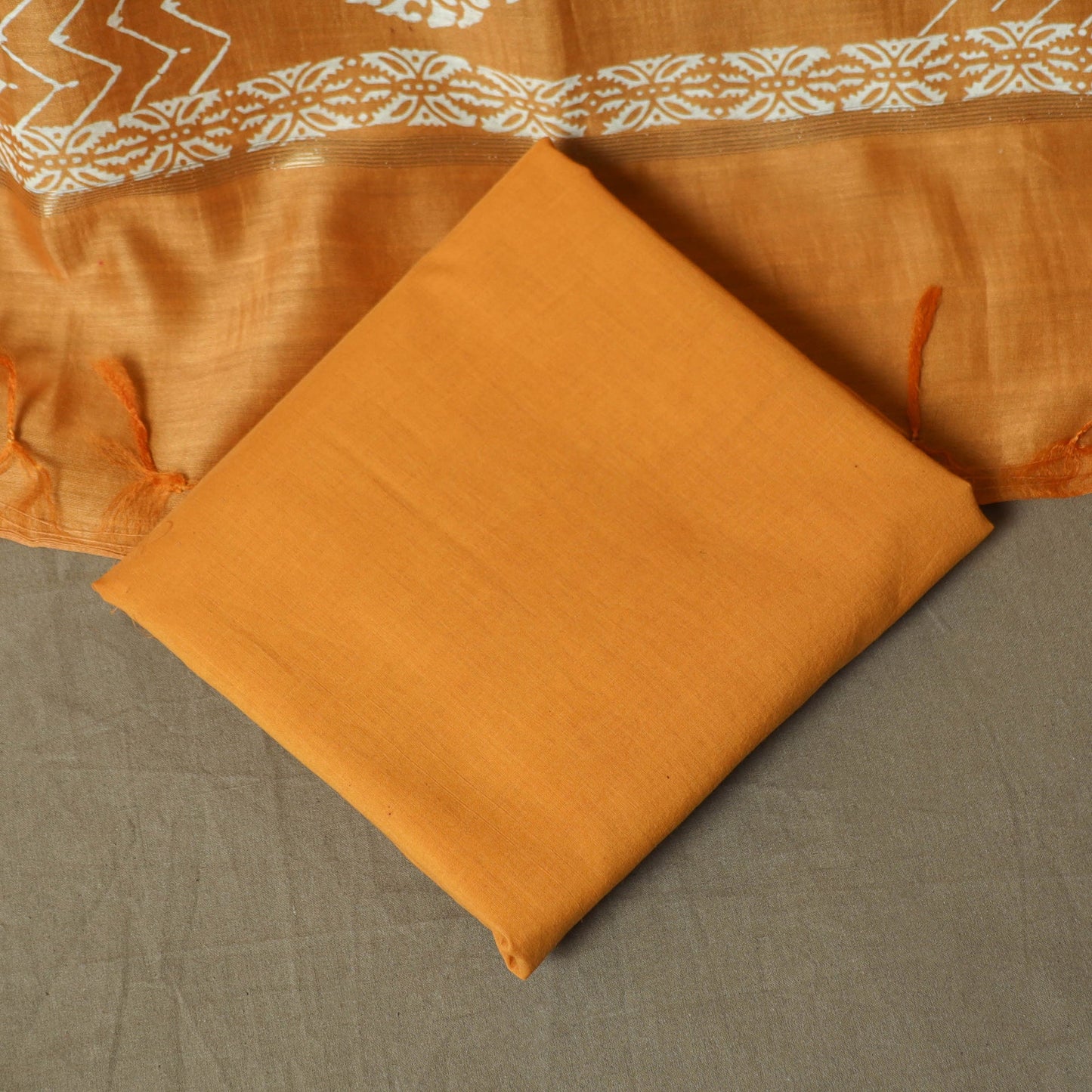 Hand block jaipur print maheshwari silk handloom 3pc