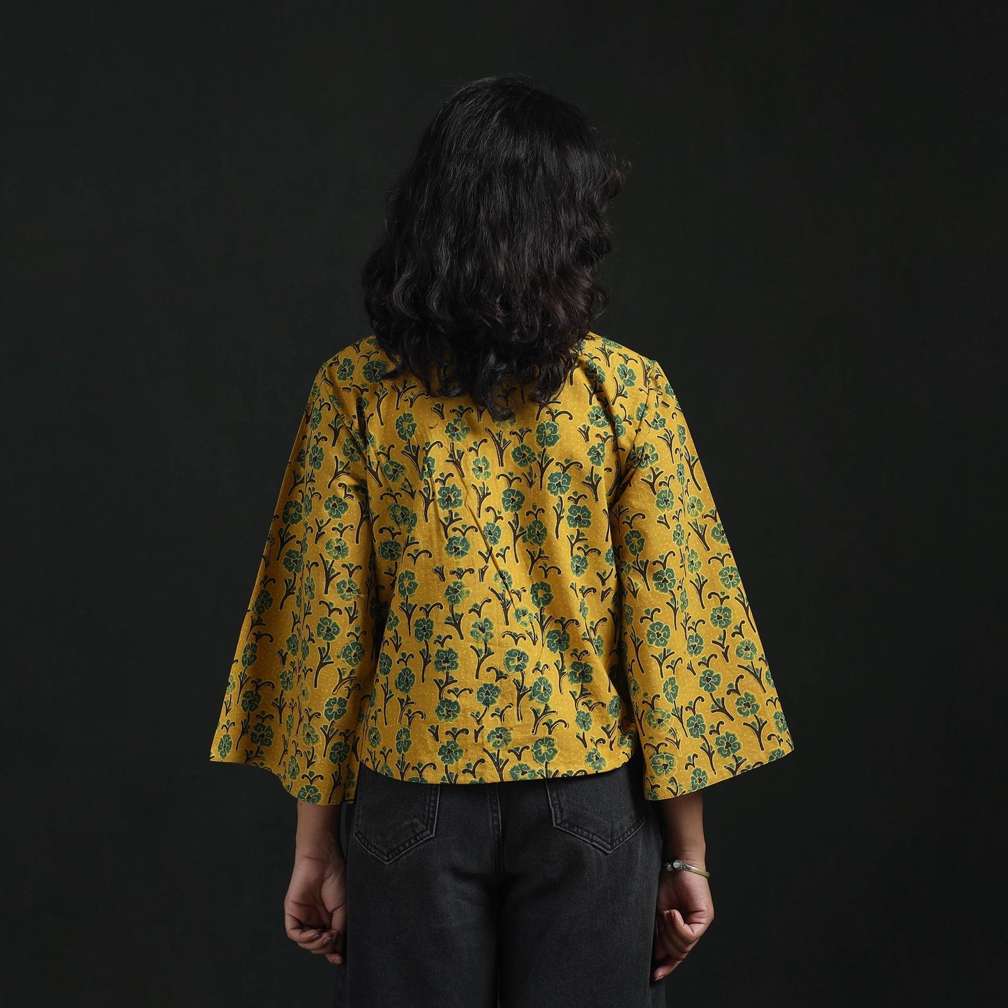 Hand block print cotton natural dyed angrakha ajrakh crop