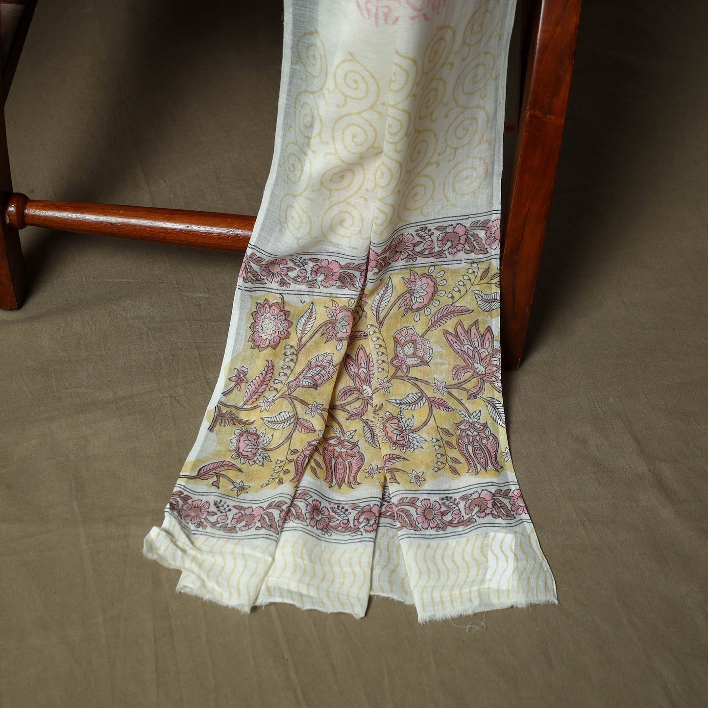Hand block print cotton sanganeri 3pc unstitched dress