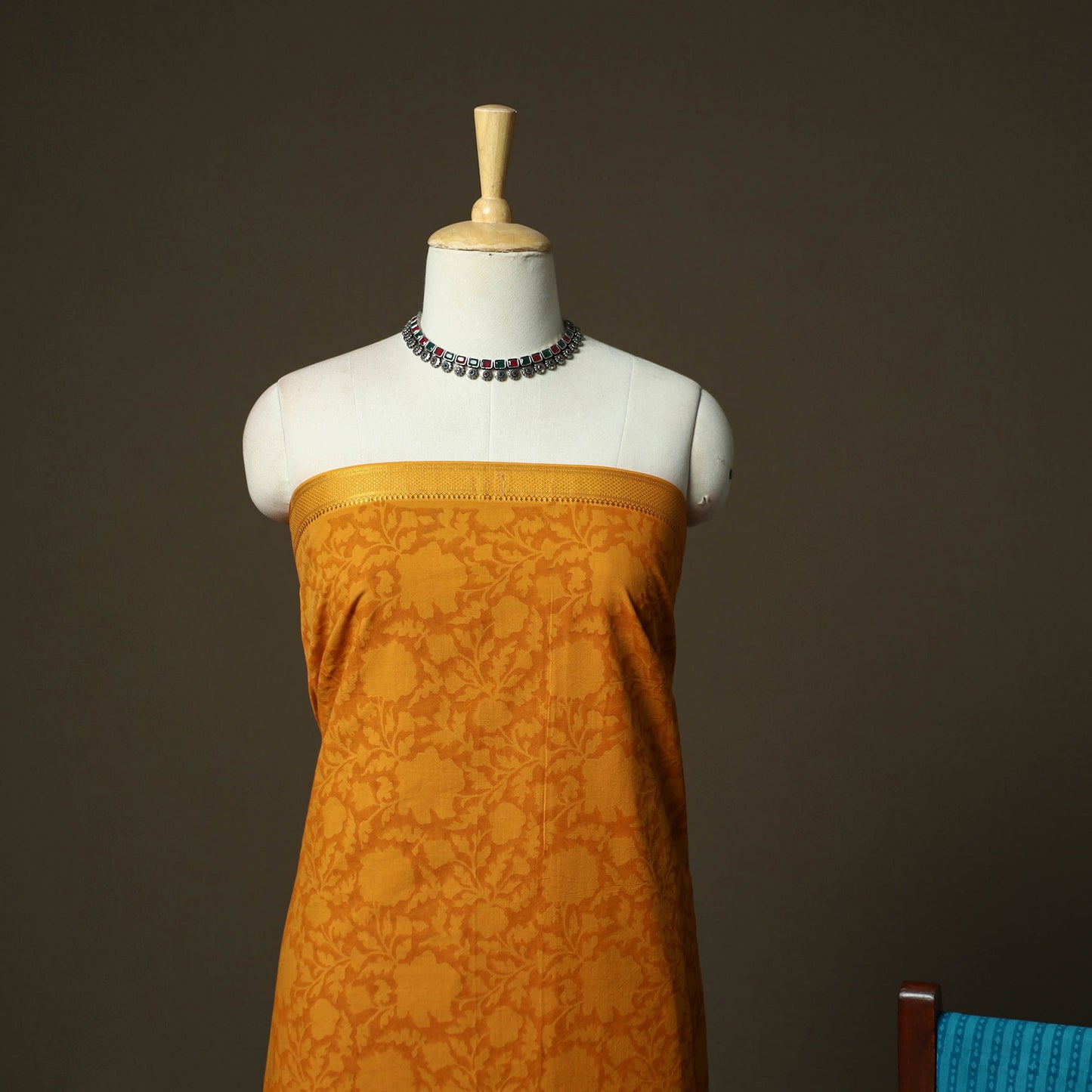 Hand block print mangalagiri cotton 3pc unstitched dress