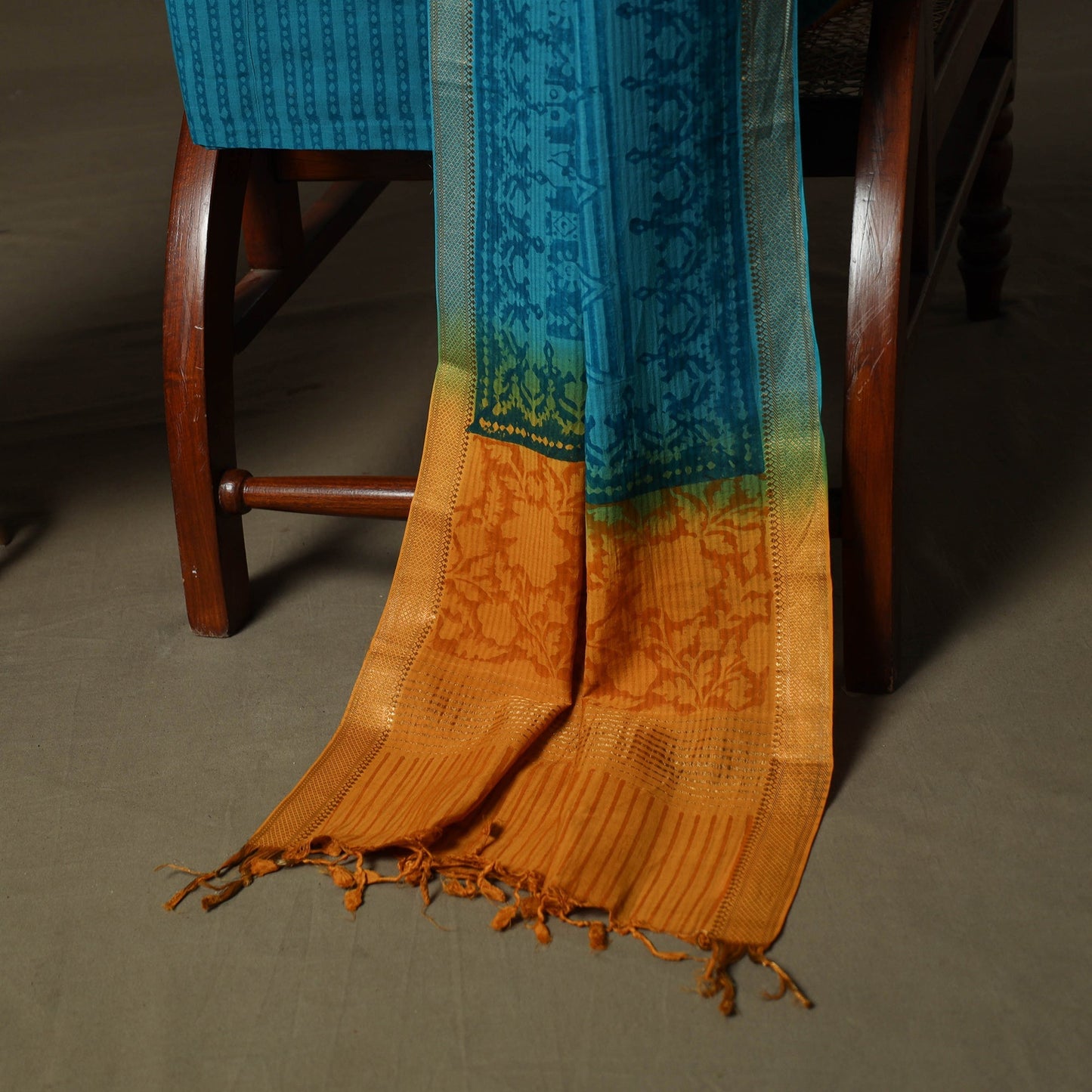 Hand block print mangalagiri cotton 3pc unstitched dress