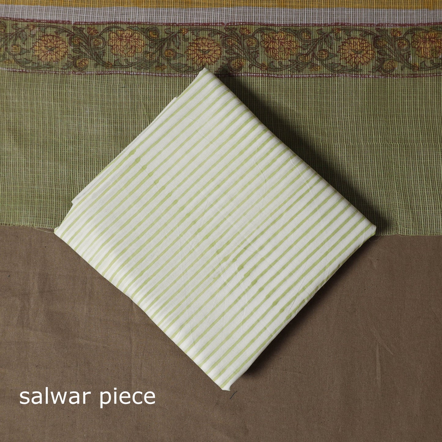 Hand block print sanganeri cotton 3pc unstitched dress
