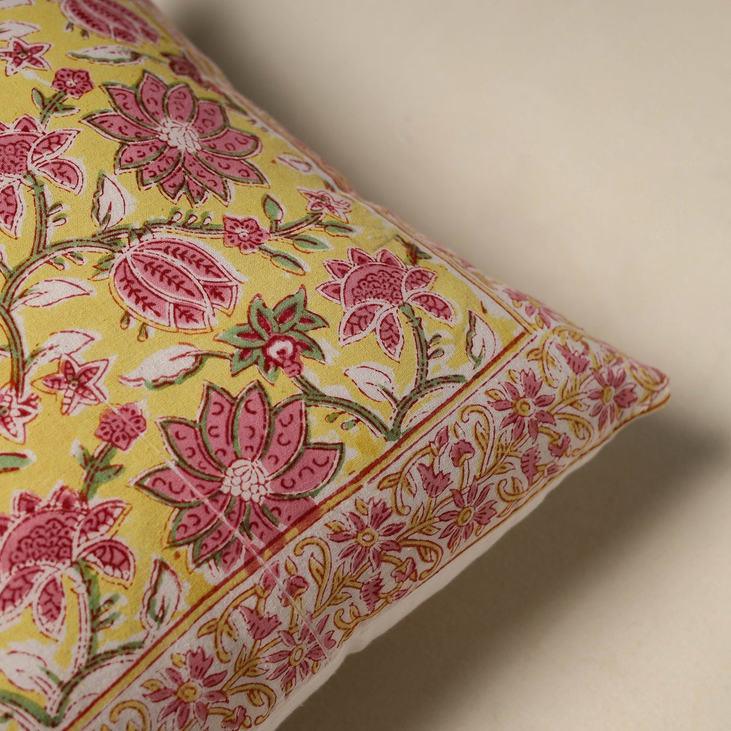 Hand sanganeri floral cushion cover 15 - handcrafted