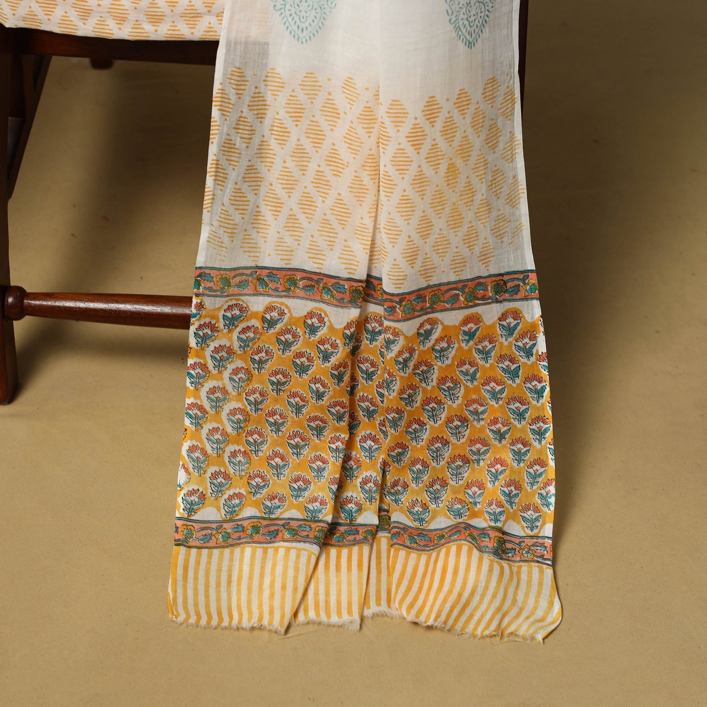 Hand sanganeri cotton 3pc unstitched dress material 13