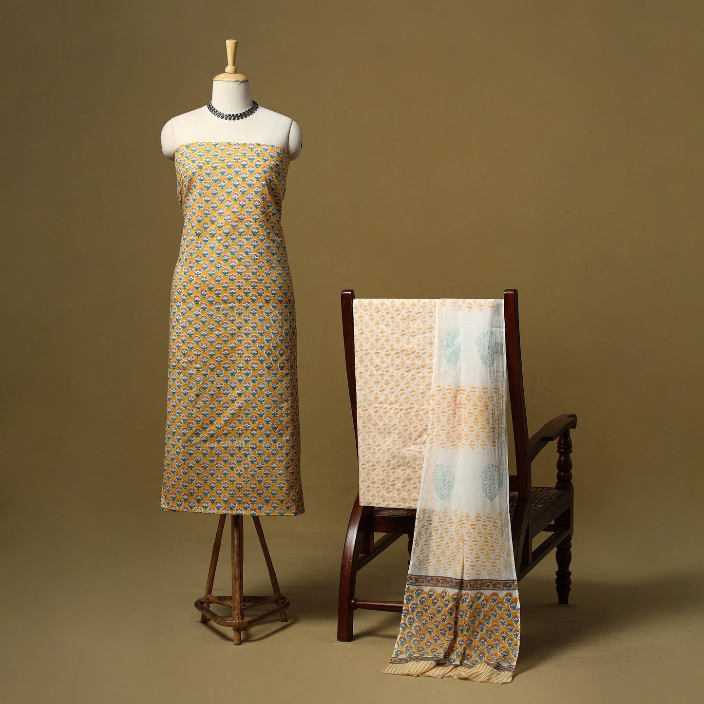 Hand sanganeri cotton 3pc unstitched dress material 13