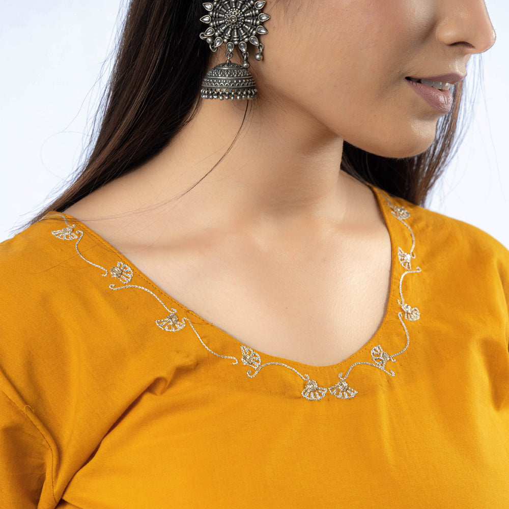 iTokri Casuals - Hand Embroidered Cotton Long Kurta