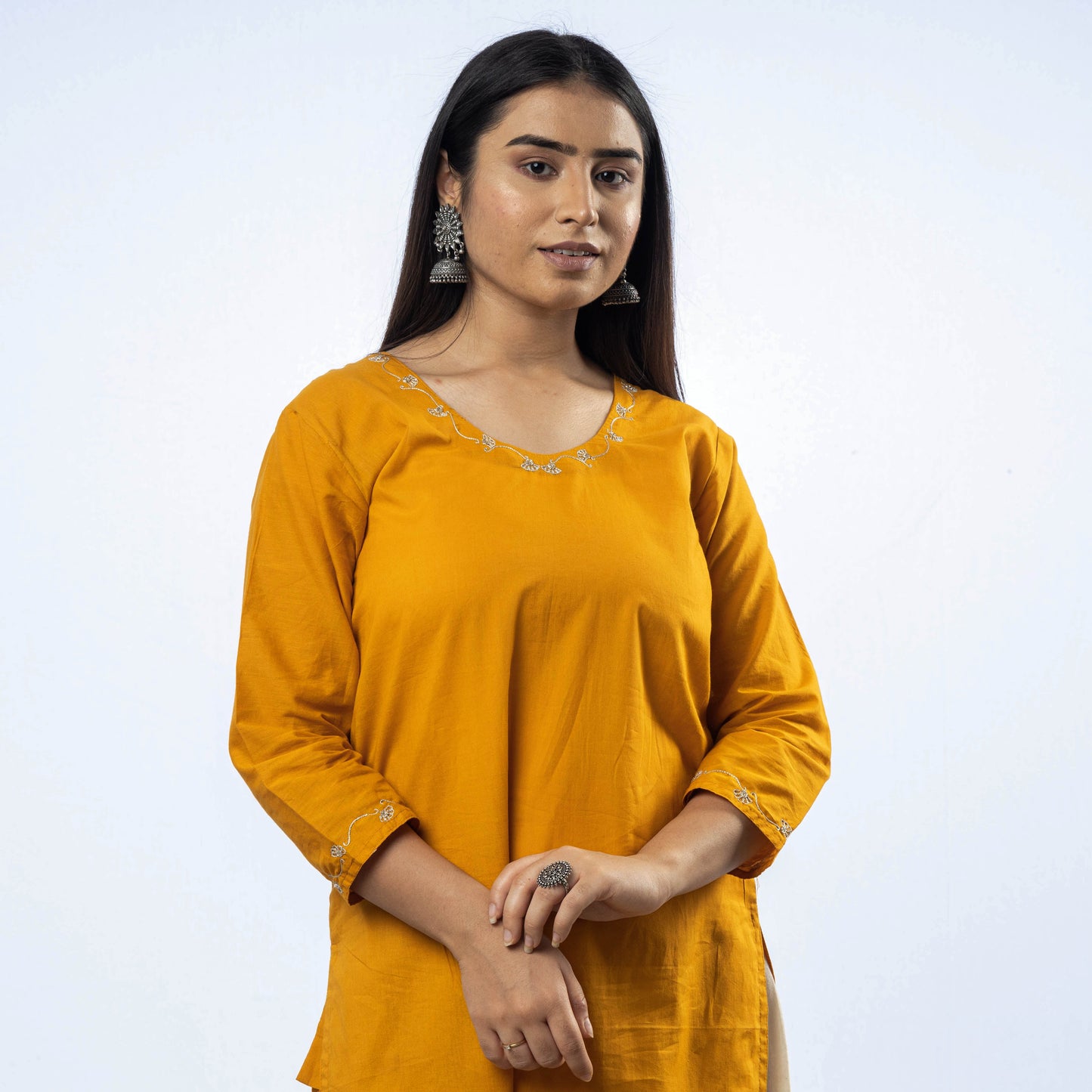 iTokri Casuals - Hand Embroidered Cotton Long Kurta