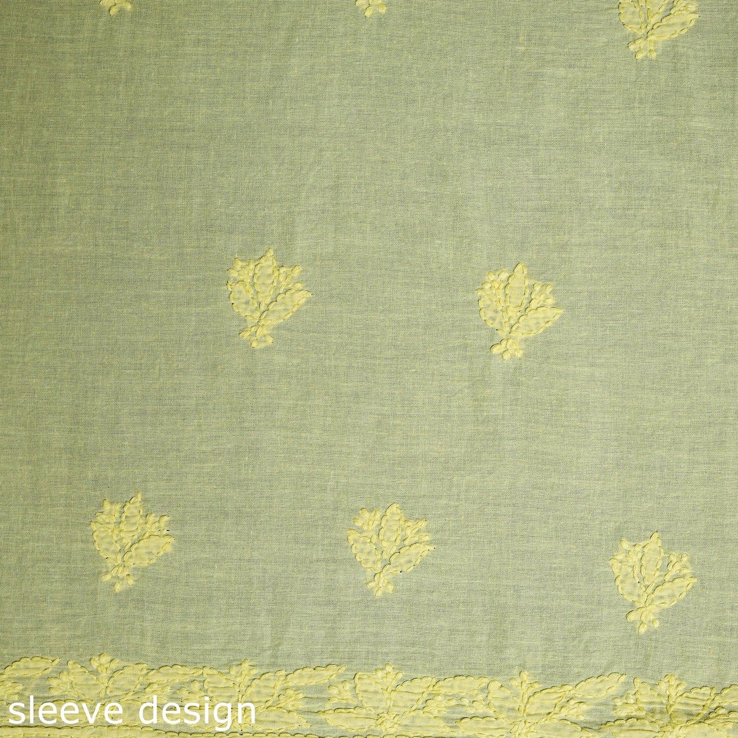Yellow Hand Embroidery Mul Cotton Chikankari Kurta Material