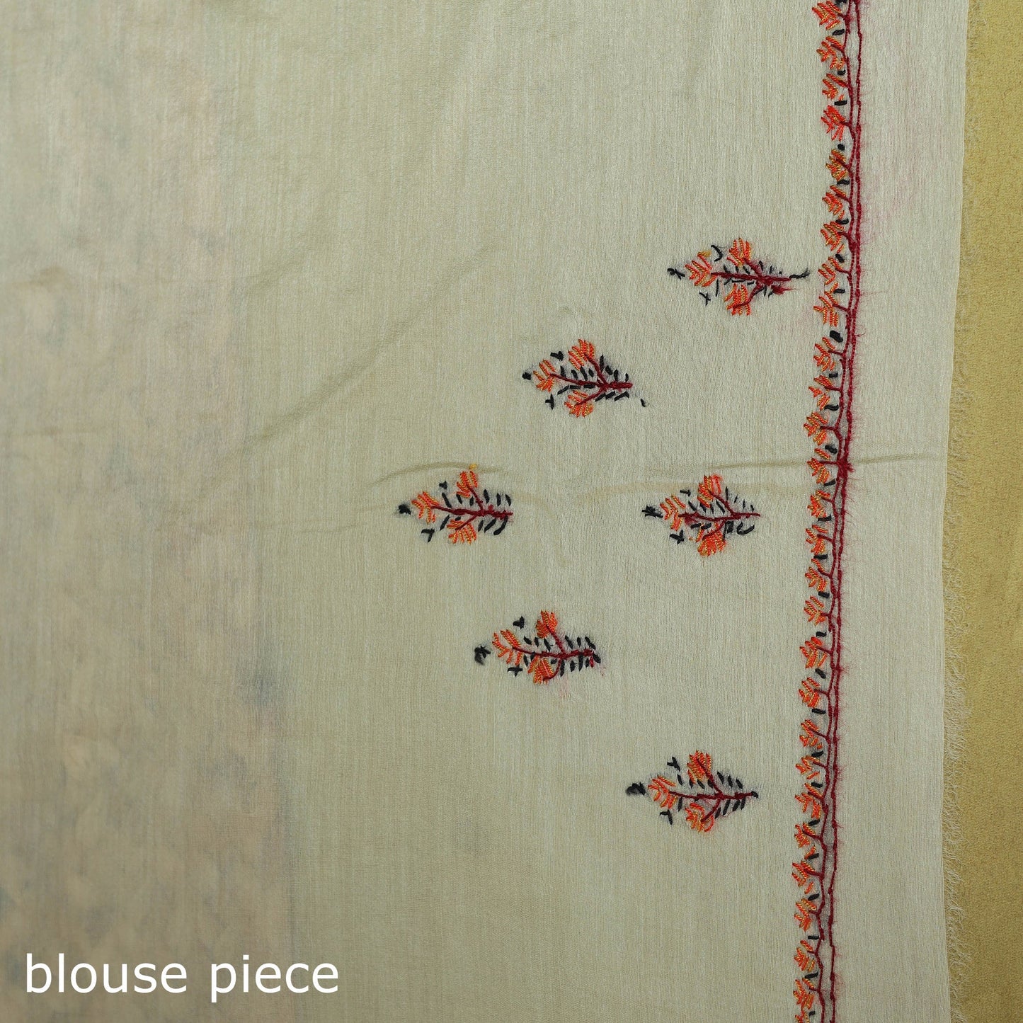 Yellow - hand embroidery pure chanderi silk printed kashida