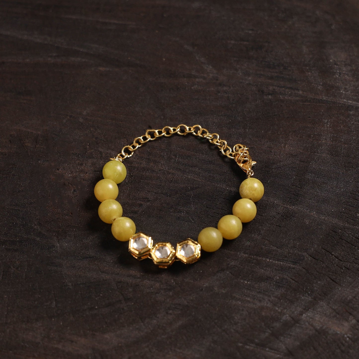 Handcrafted glass stone kundan work bracelet 31