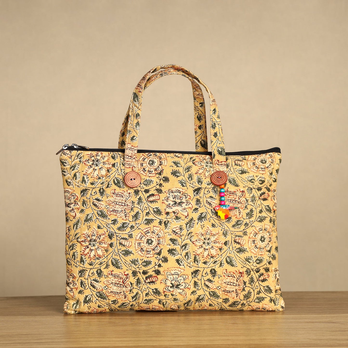 Yellow Handcrafted Quilted Cotton Hand Bag 01