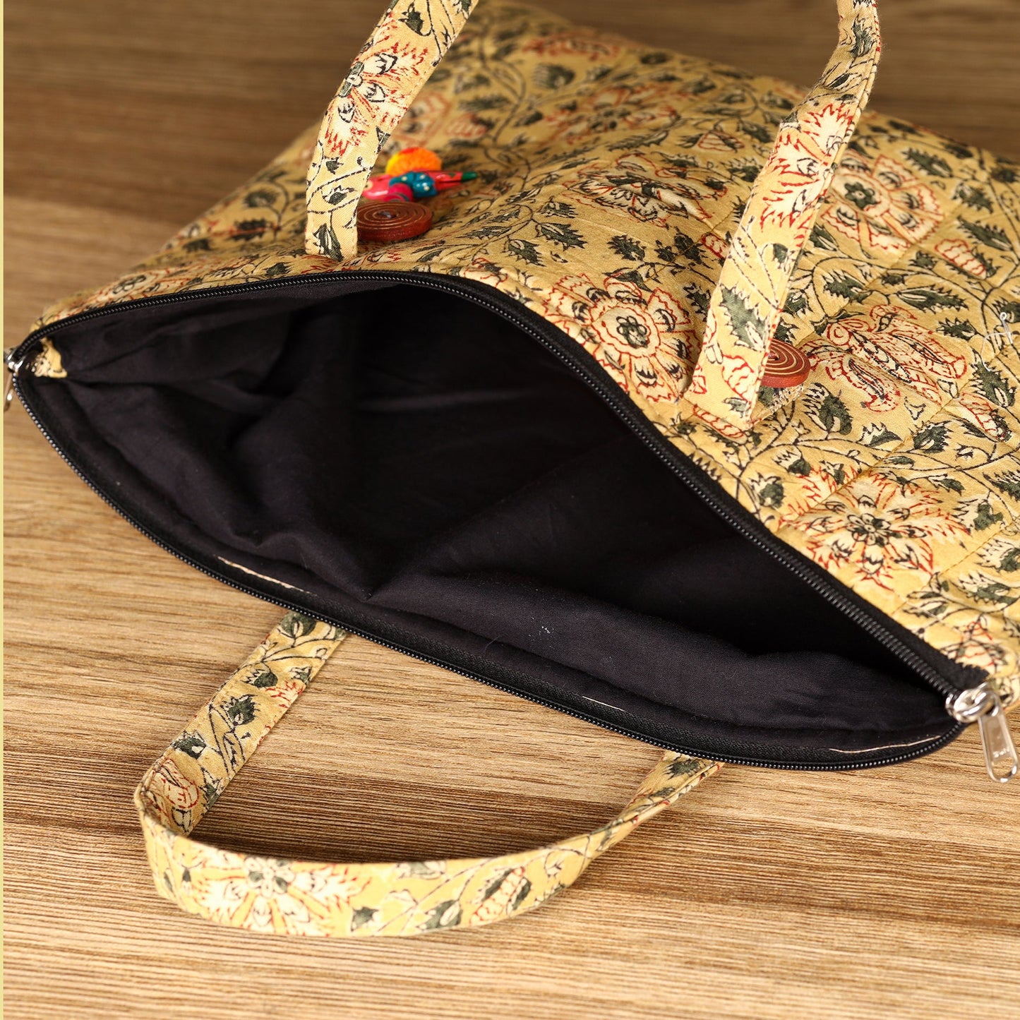 Yellow Handcrafted Quilted Cotton Hand Bag 01