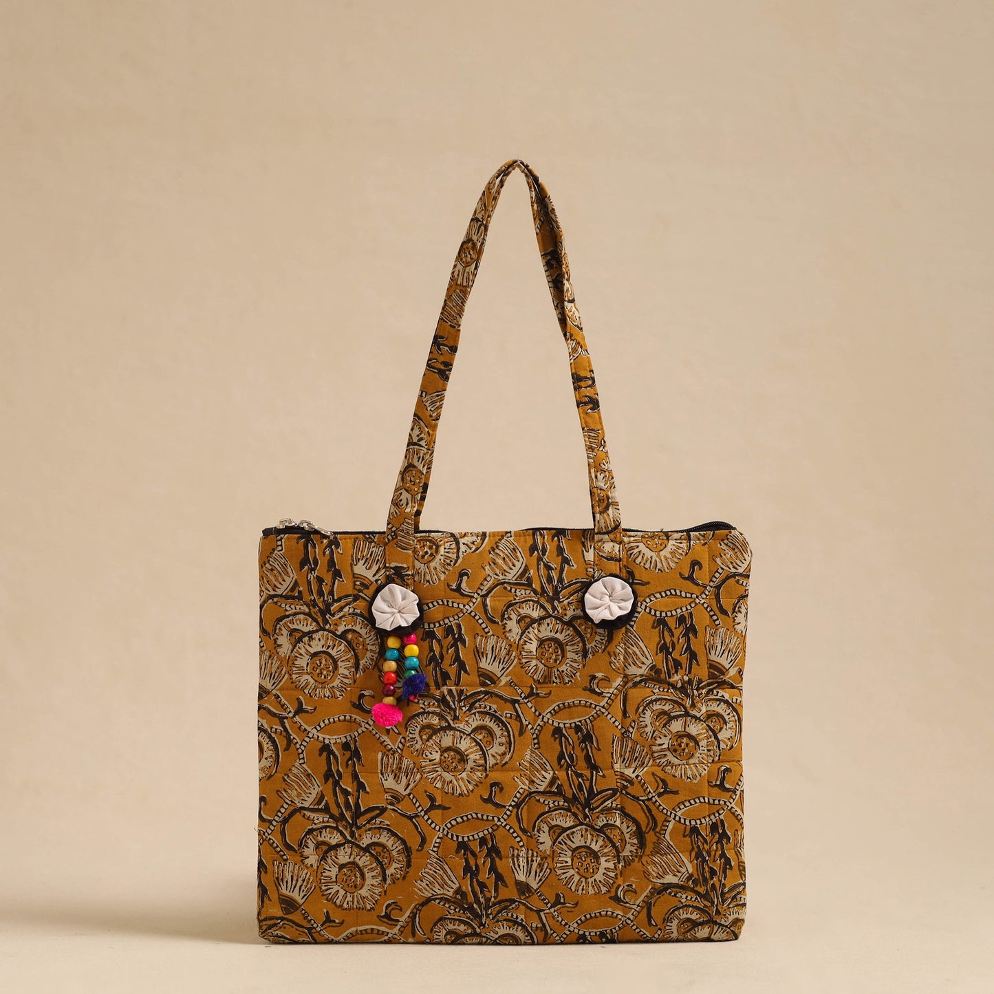 Yellow Handcrafted Quilted Cotton Hand Bag