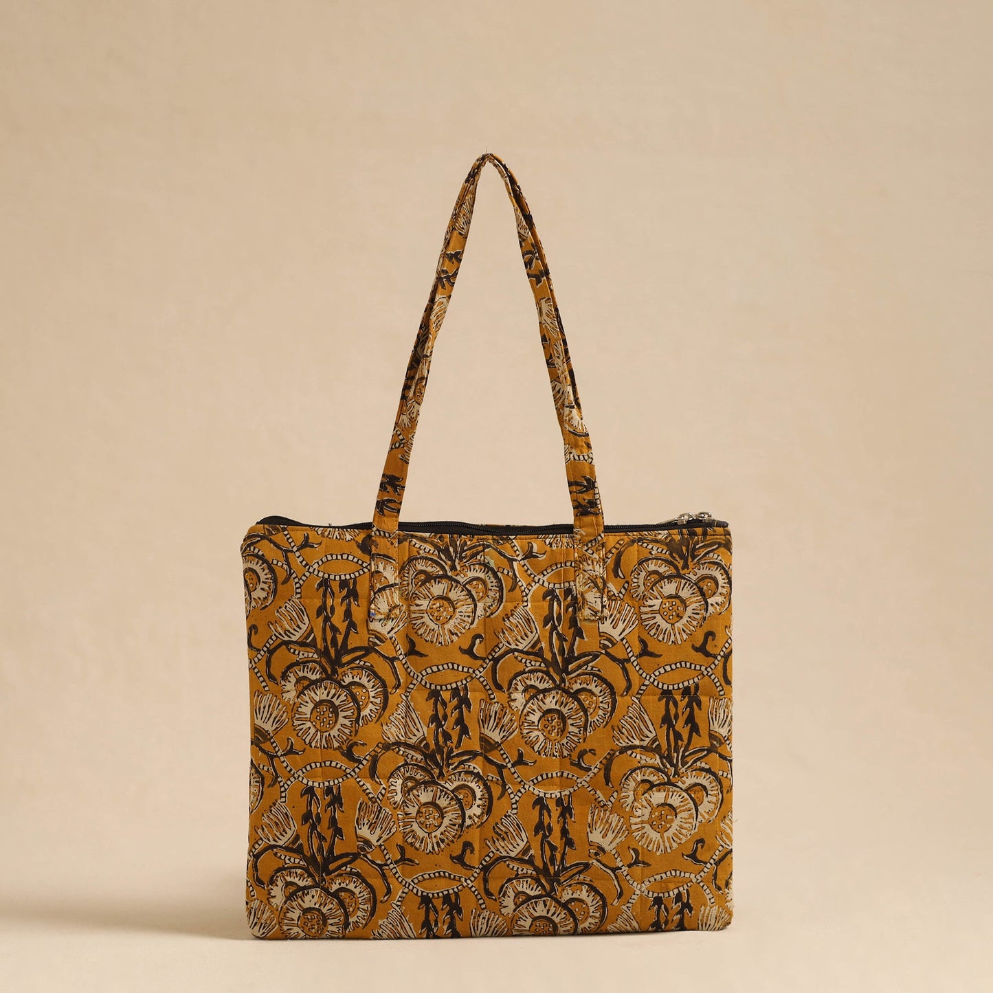 Yellow Handcrafted Quilted Cotton Hand Bag