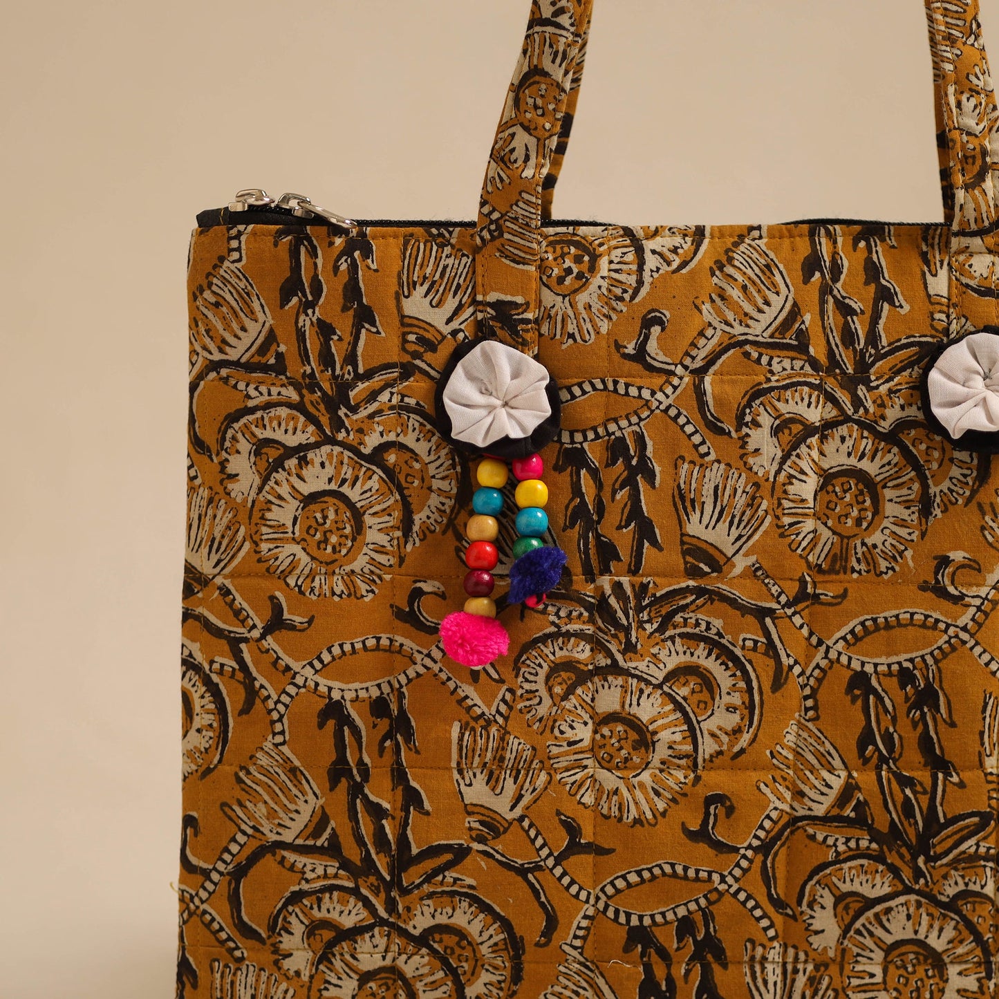 Yellow Handcrafted Quilted Cotton Hand Bag