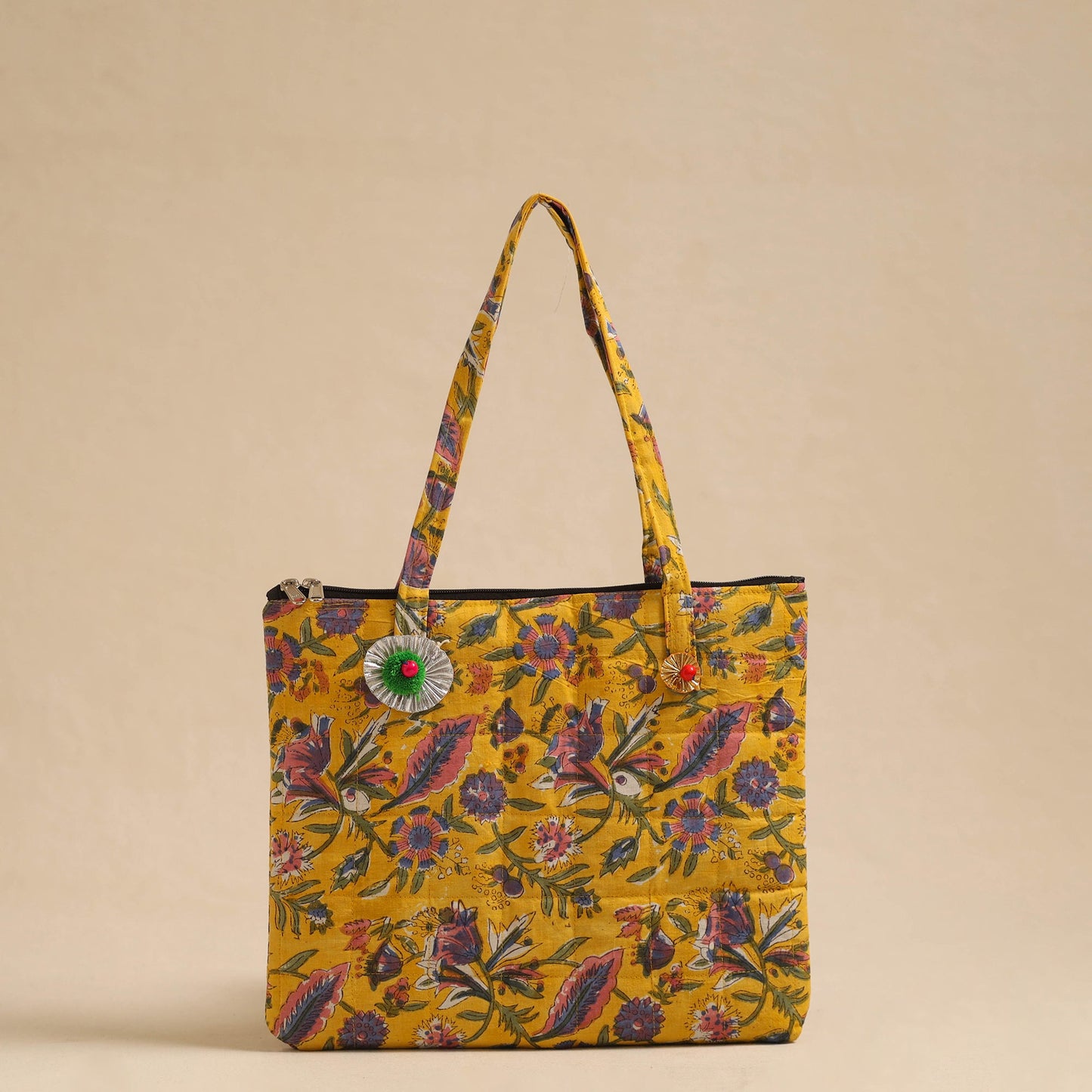 Yellow Handcrafted Quilted Cotton Hand Bag
