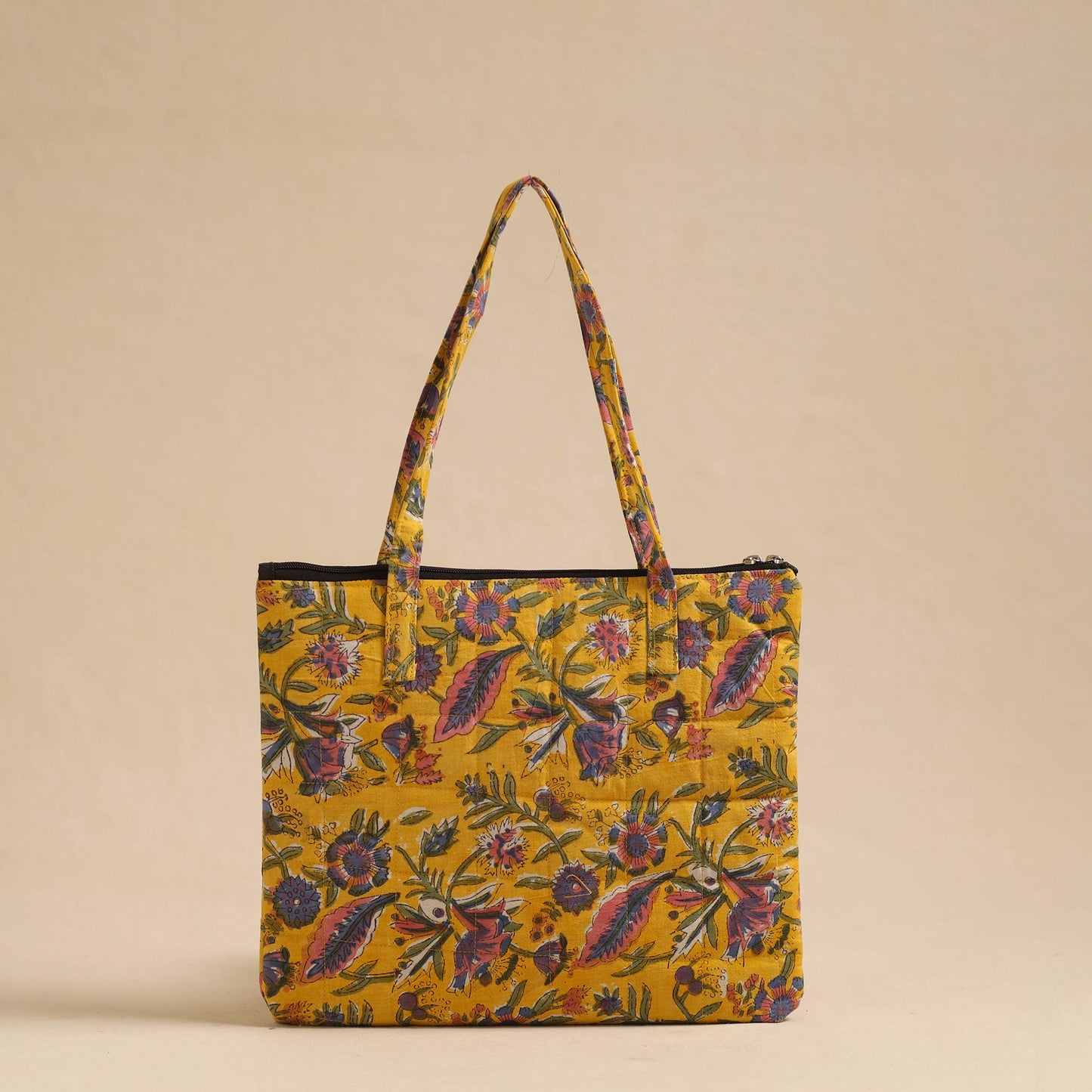 Yellow Handcrafted Quilted Cotton Hand Bag