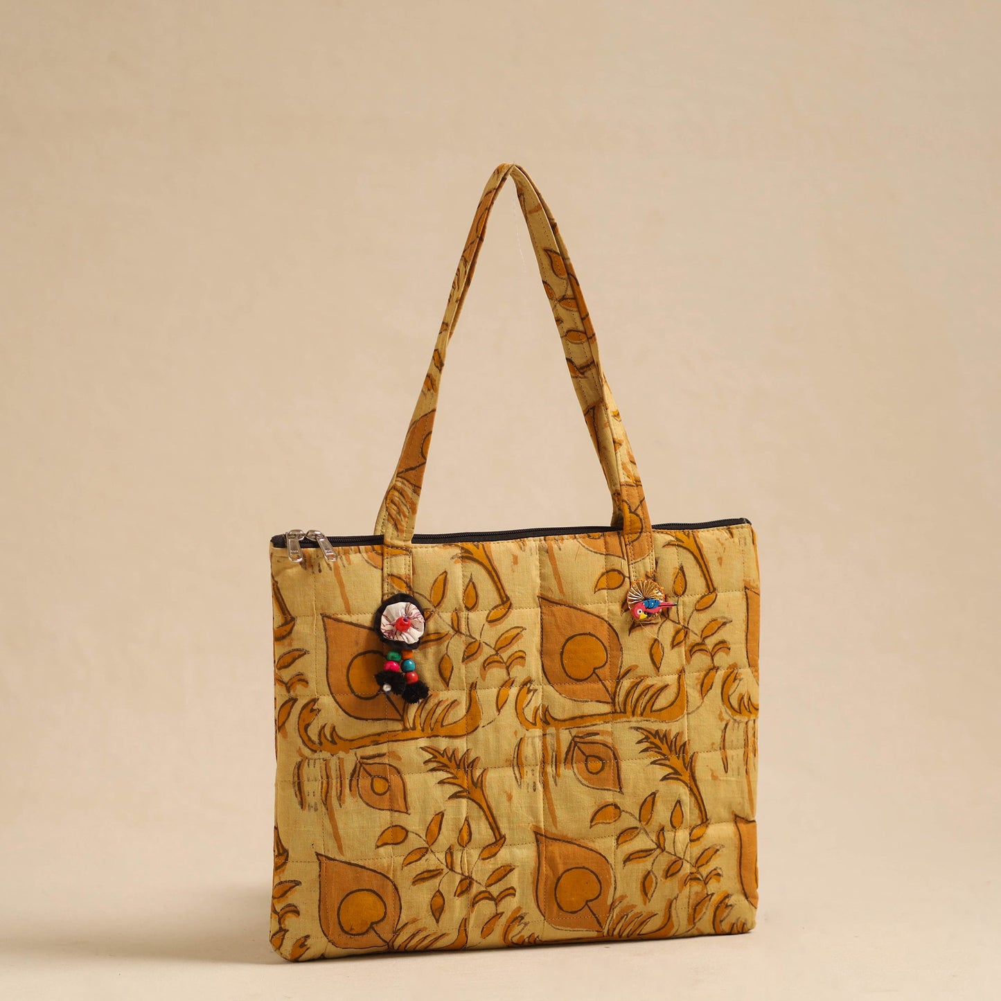 Yellow Handcrafted Quilted Cotton Hand Bag