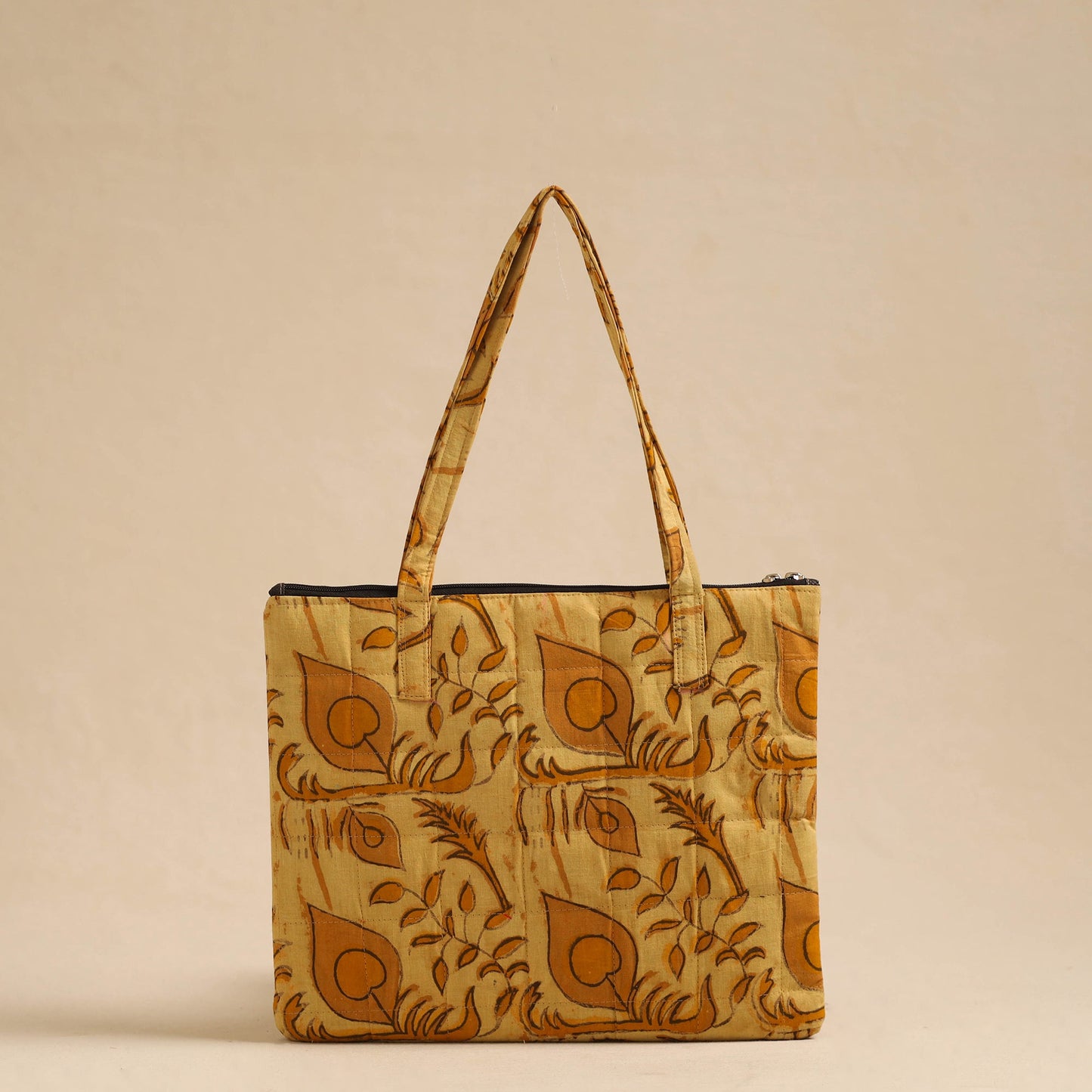 Yellow Handcrafted Quilted Cotton Hand Bag