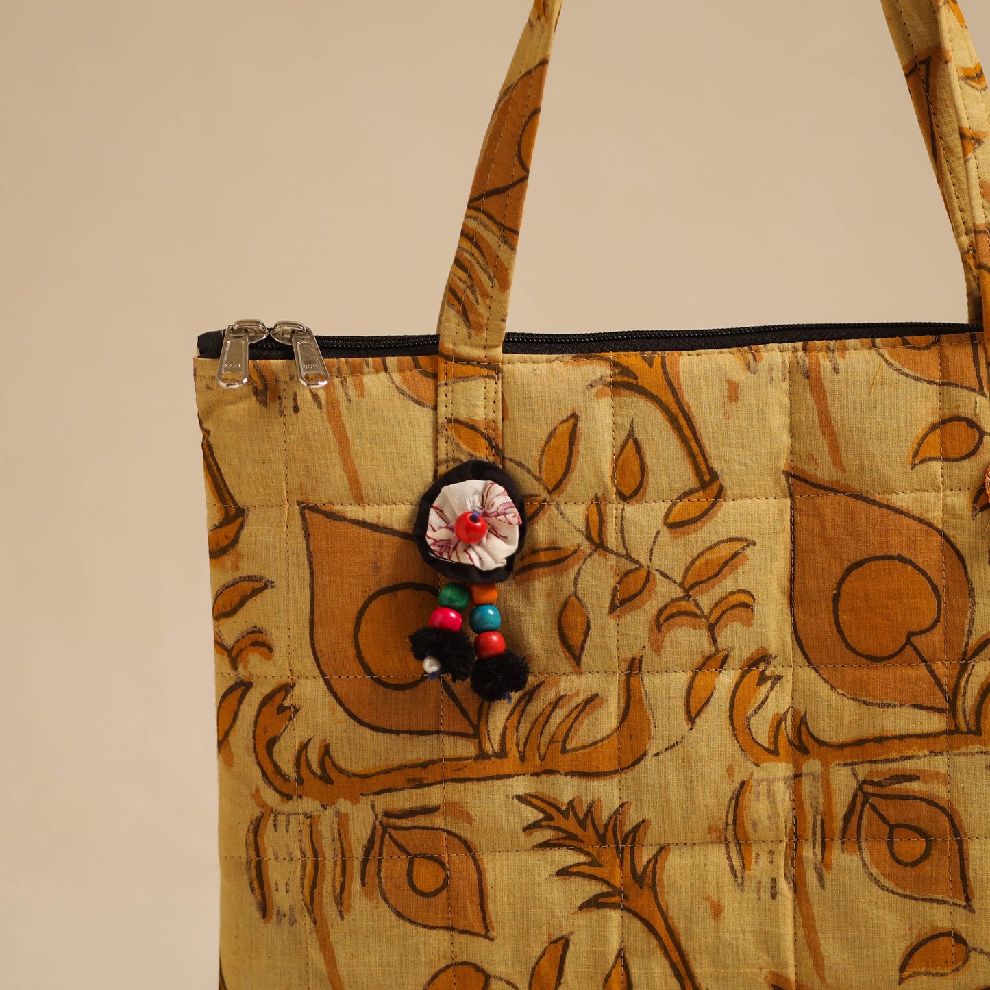 Yellow Handcrafted Quilted Cotton Hand Bag