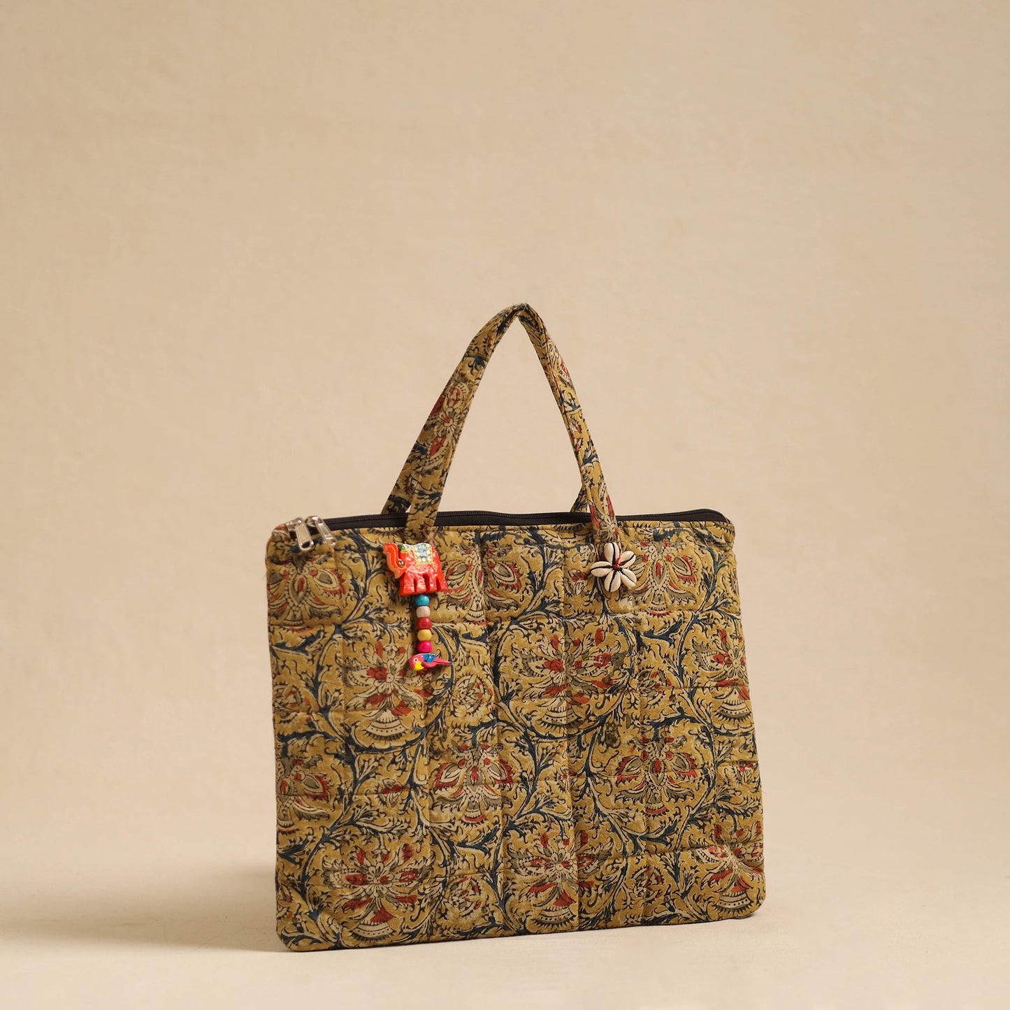 Yellow Handcrafted Quilted Cotton Hand Bag