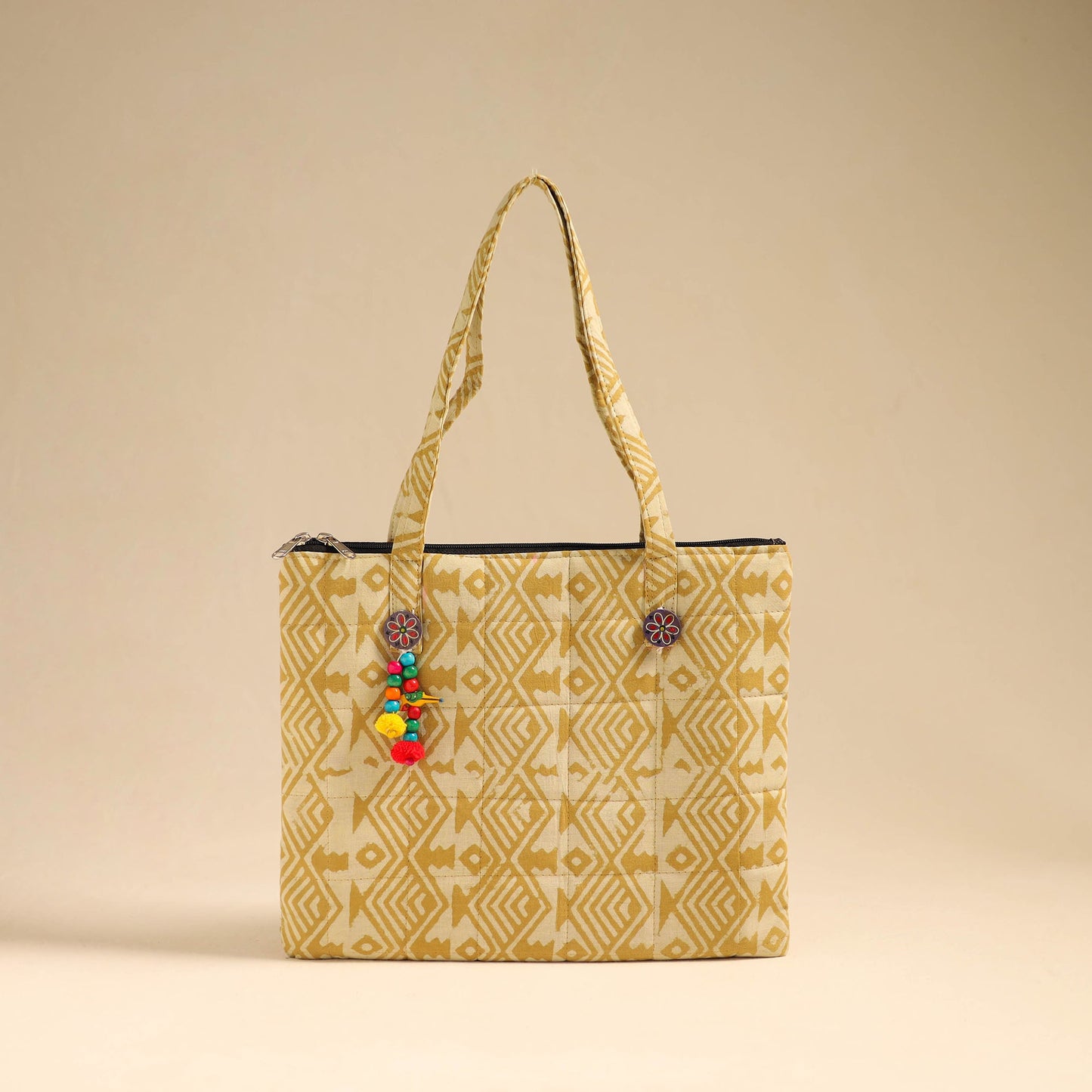 Yellow Handcrafted Quilted Cotton Handbag