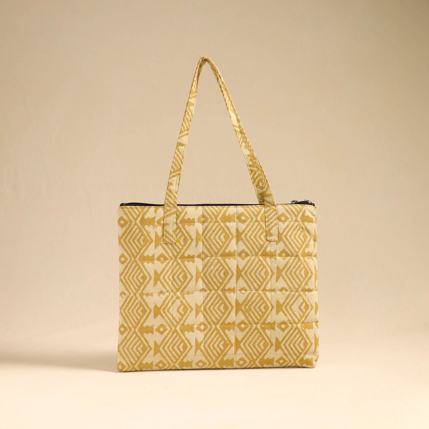 Yellow Handcrafted Quilted Cotton Handbag