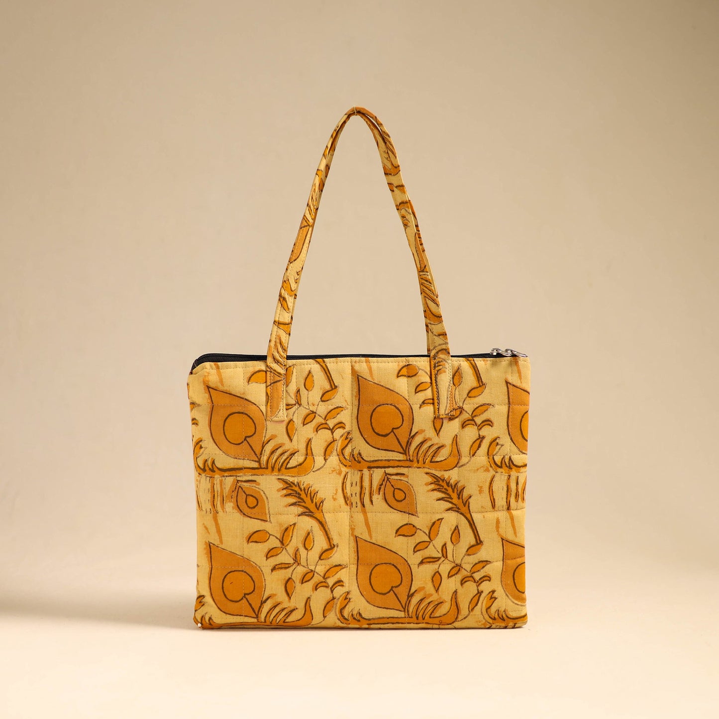 Yellow Handcrafted Quilted Cotton Handbag