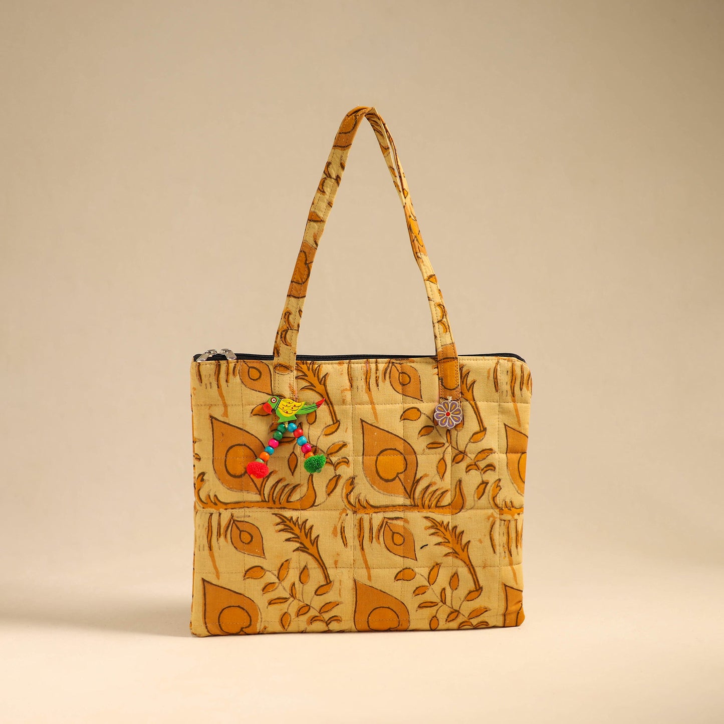 Yellow Handcrafted Quilted Cotton Handbag
