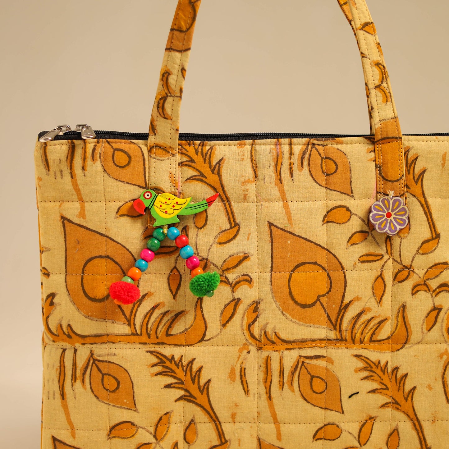 Yellow Handcrafted Quilted Cotton Handbag